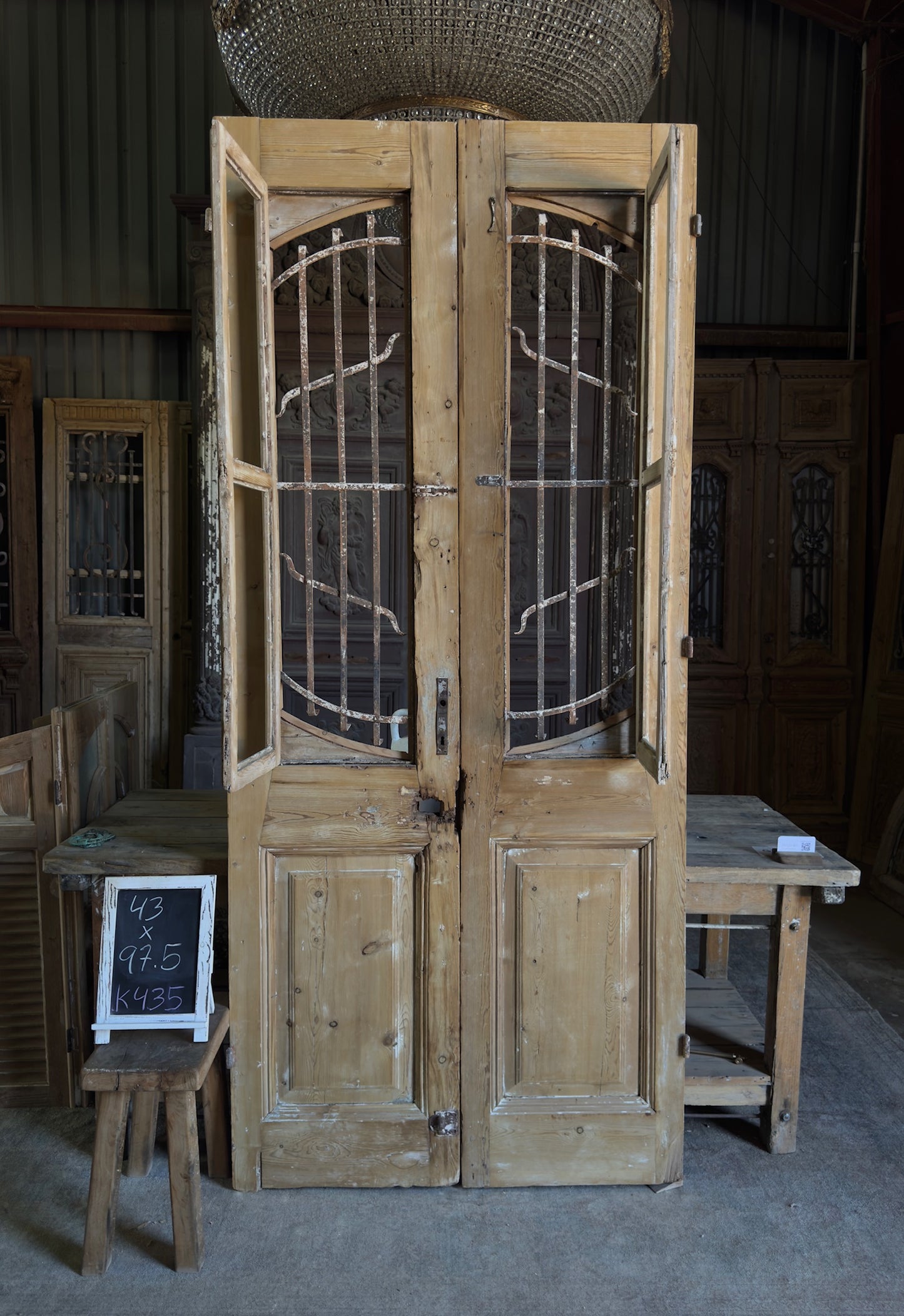 Sophisticated Antique Iron French Doors - 43x97.5 K435
