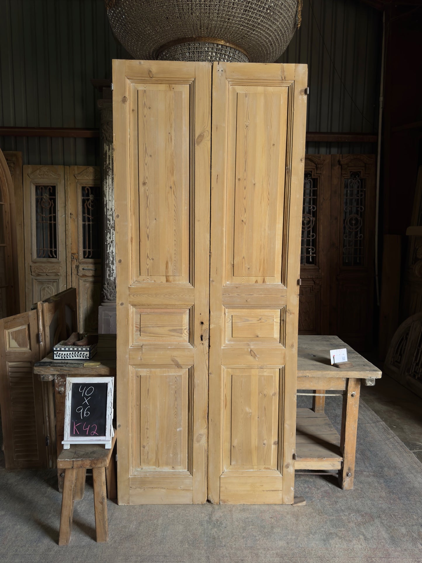 3 Panel Baltic Pine French Doors - 40x96 K42