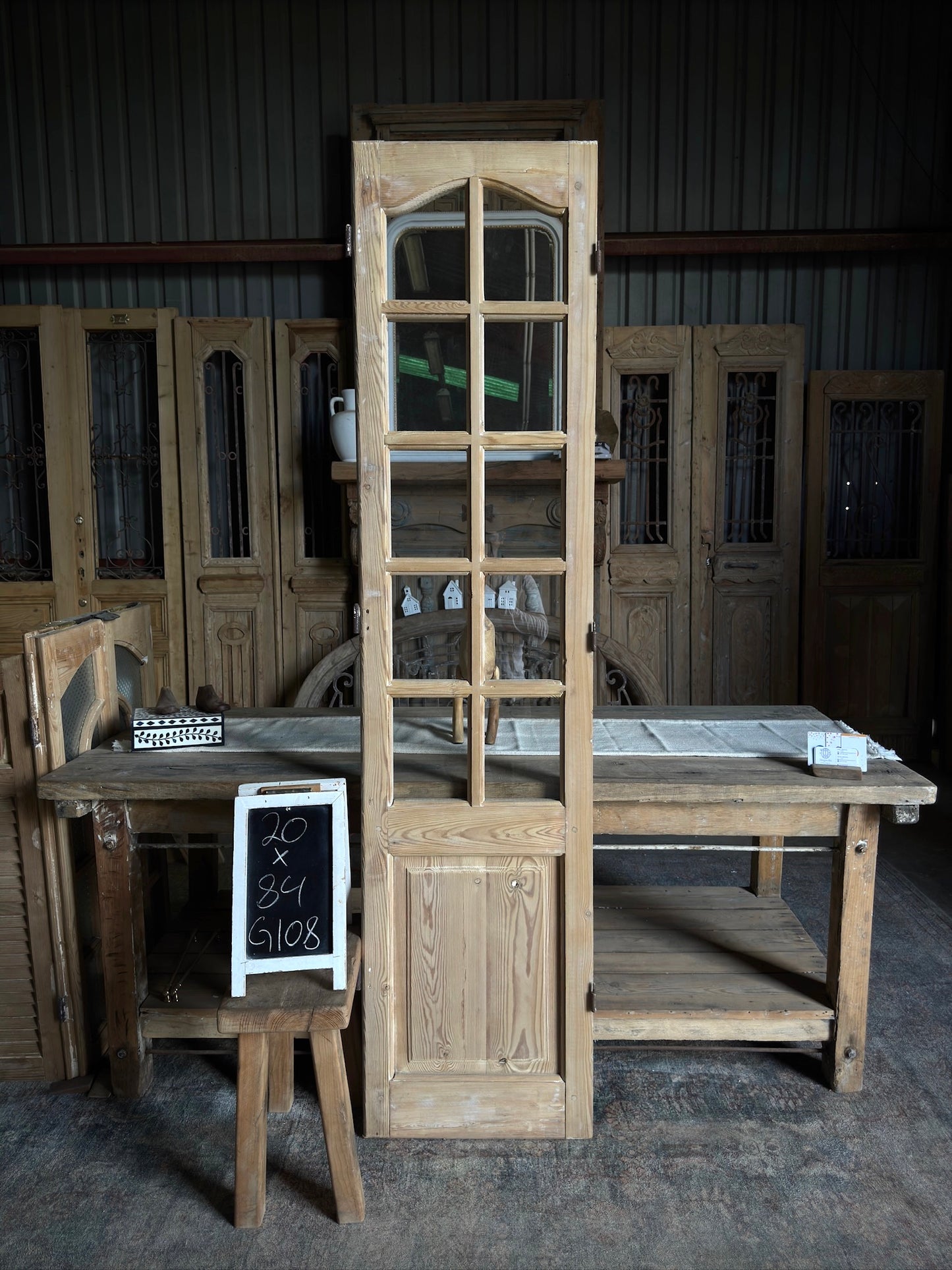 10 Light Single Antique Glass Door - 20x84 G108