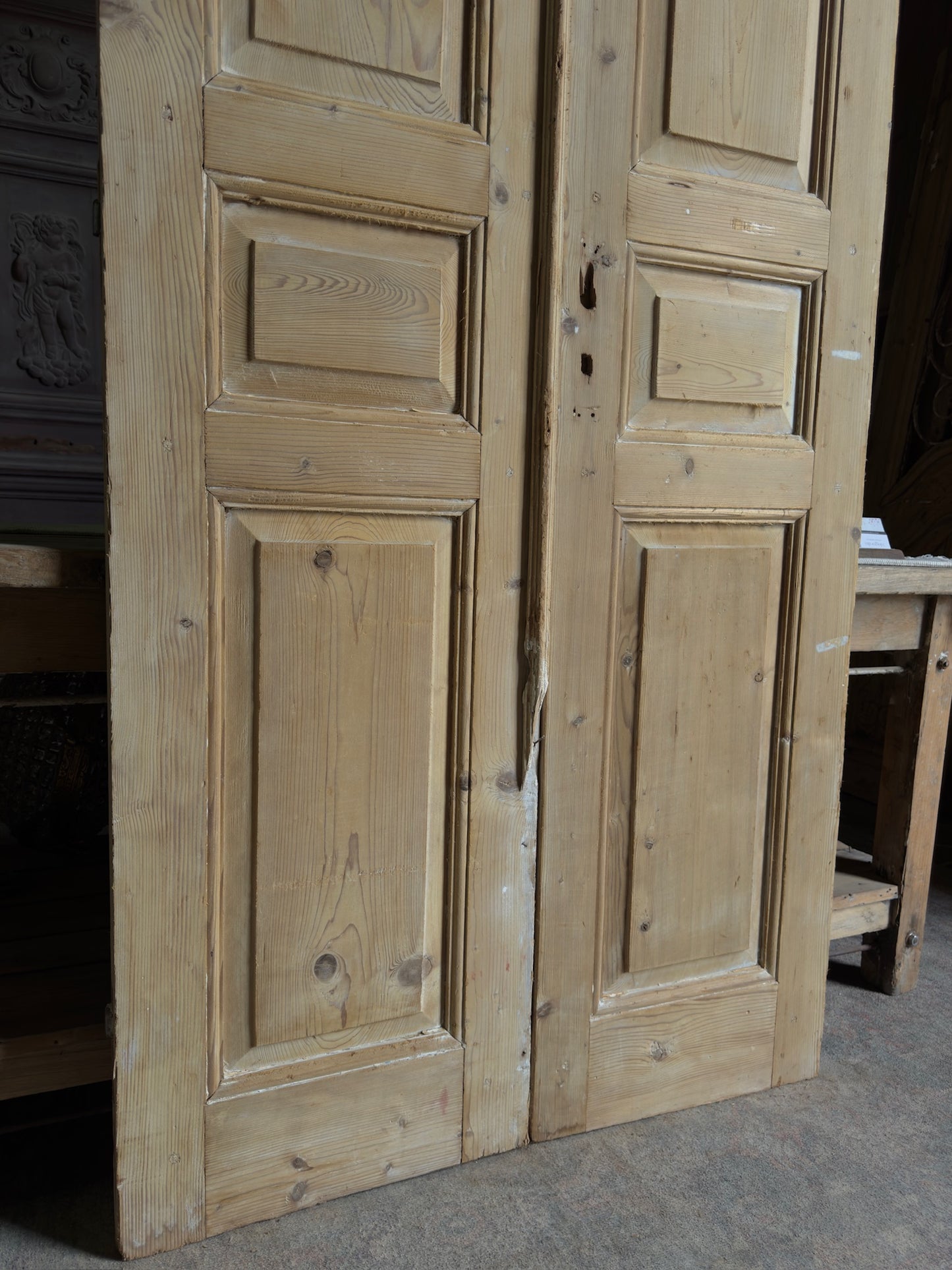 3 Panel Antique Solid French Doors - 40x94 J434