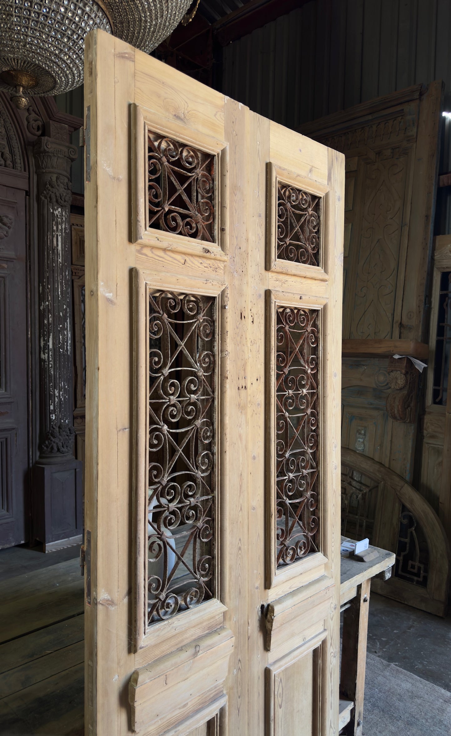 Stately Antique Iron French Doors - 36.25x88 K445