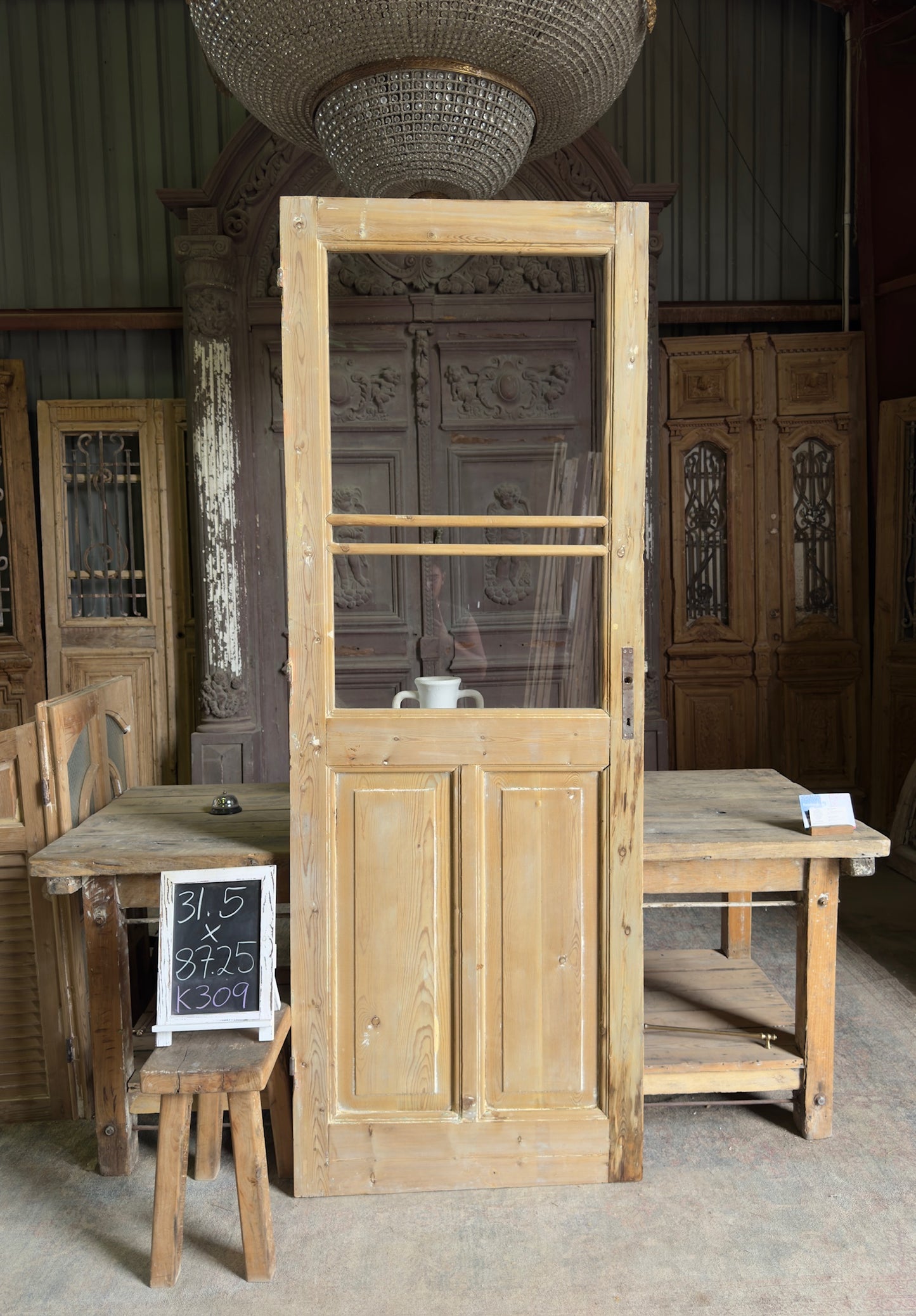Antique Glass Single Door - 31.5x87.25 K309