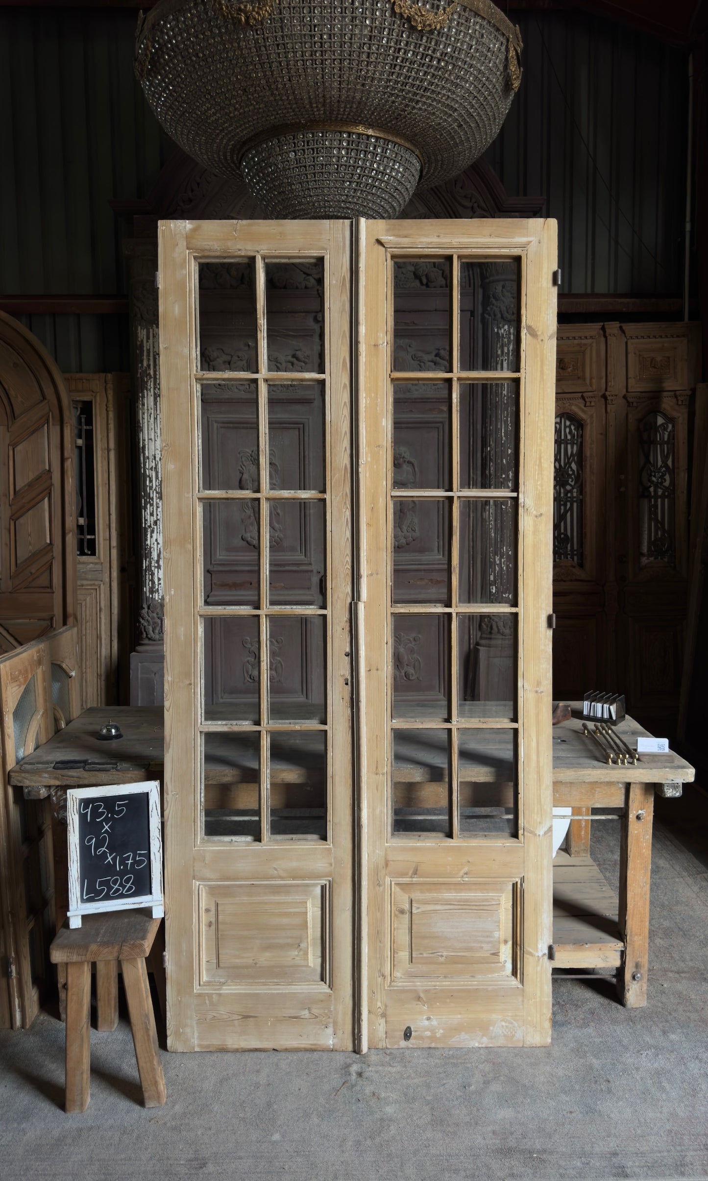 Antique Glass 10 Lite French Doors - 43.5x92 - L588