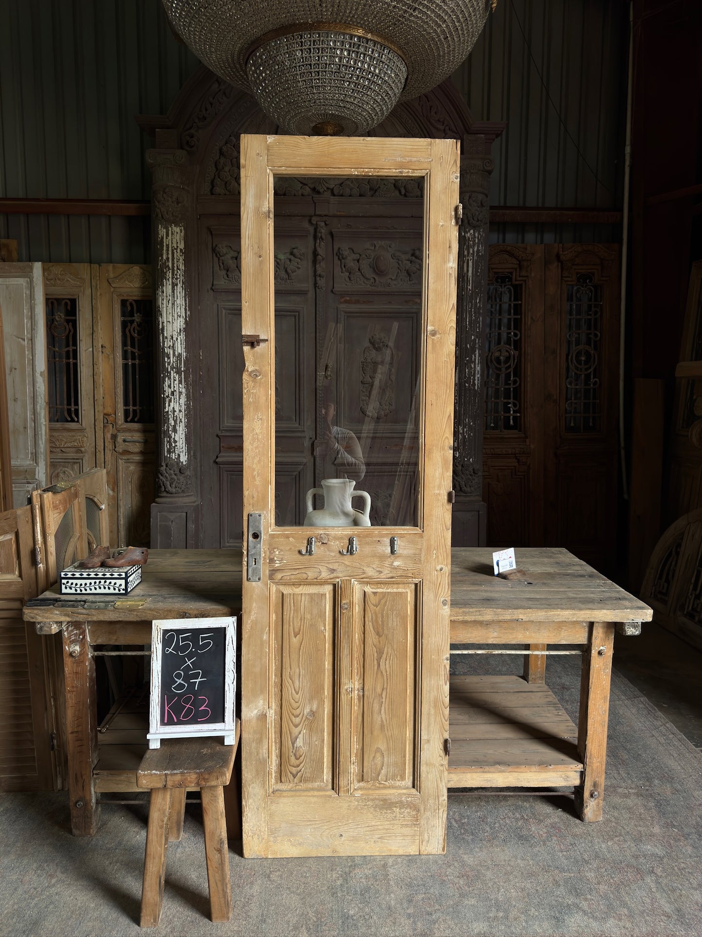 Open Glass Single Antique Door - 25.5x87 K83