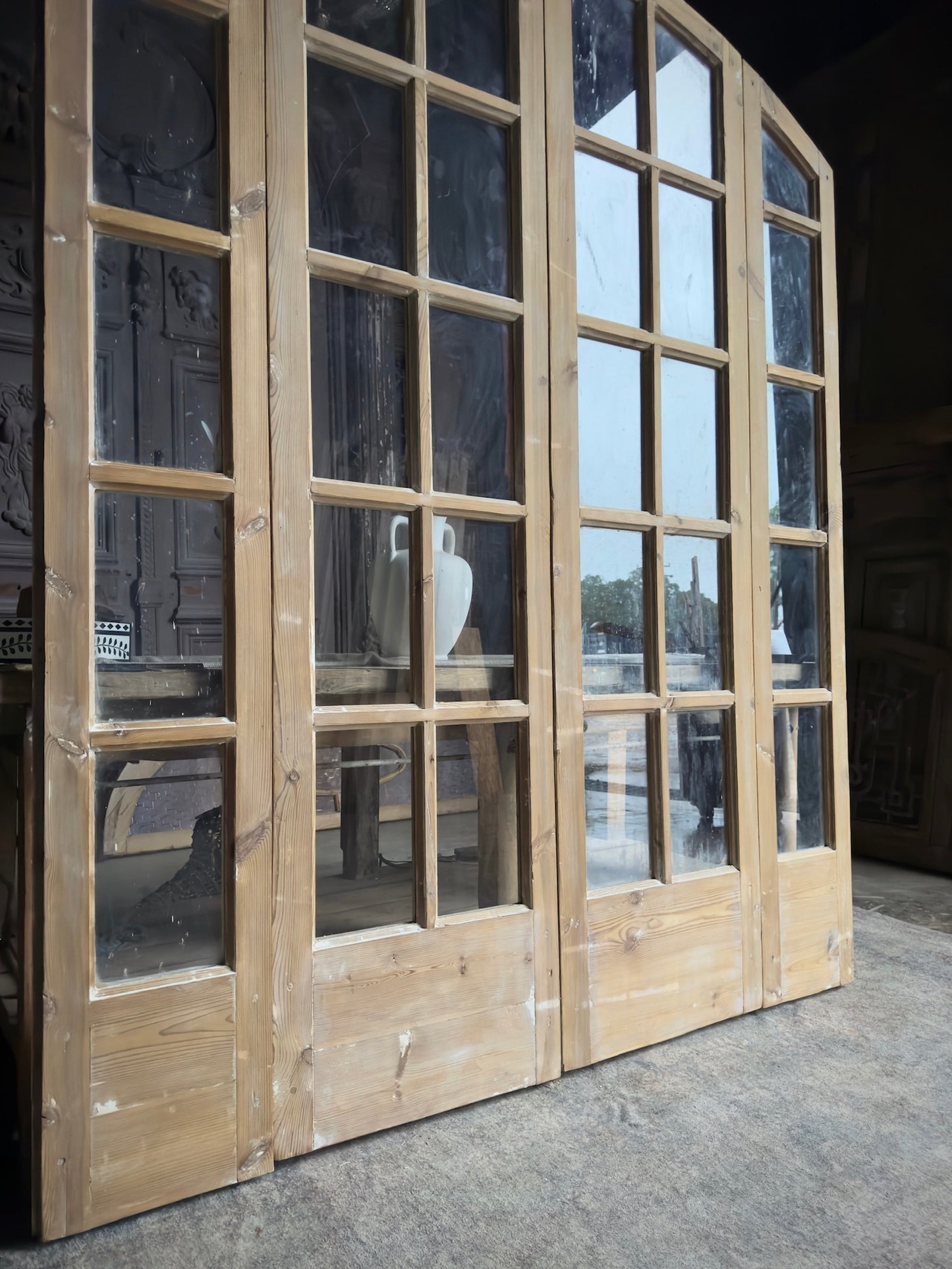 Arched Antique Bi-Fold French Glass Doors - 72.25x90.5 J211
