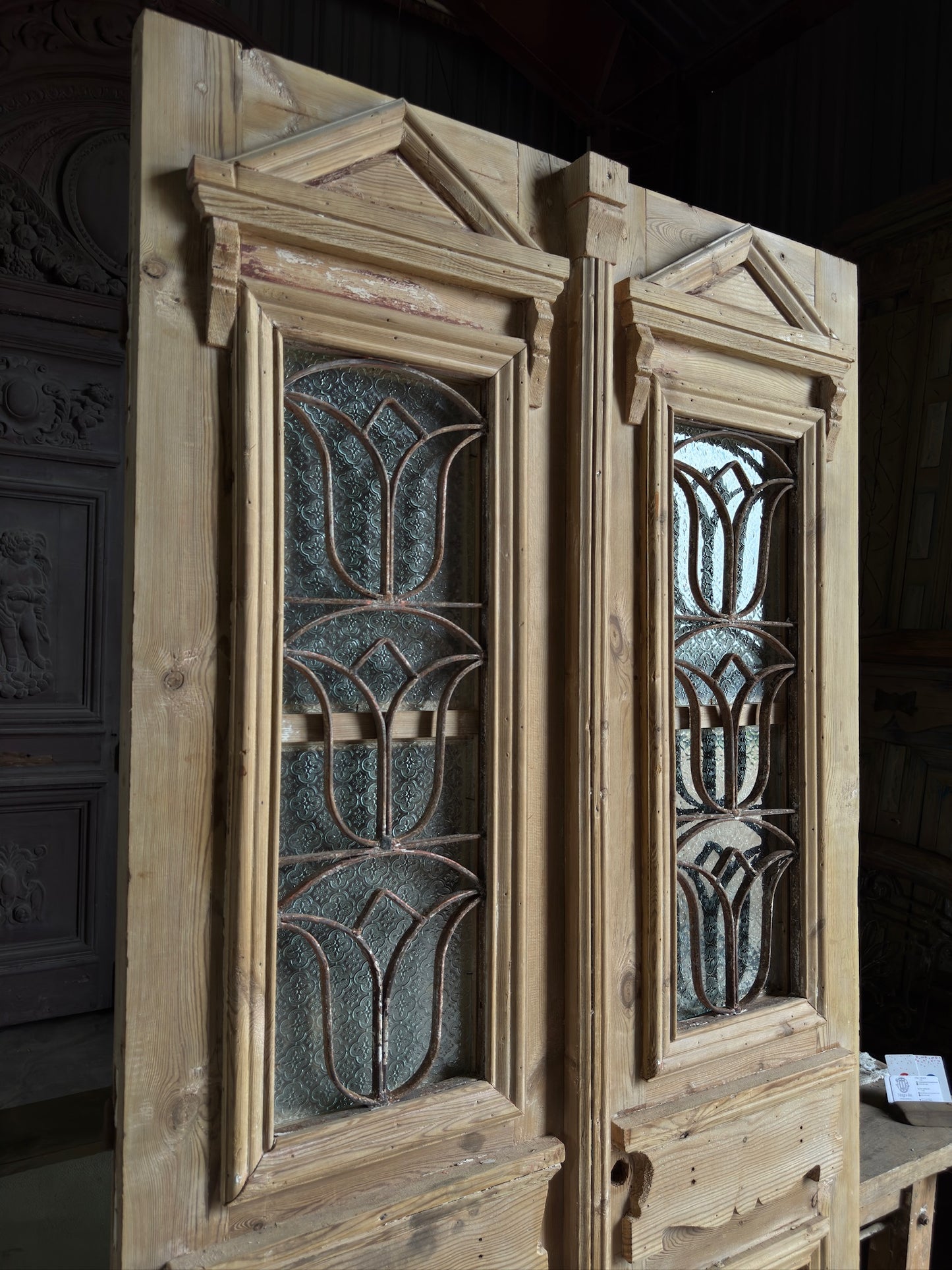 Stately Antique Iron French Double Doors - 40.25x85.25 J18