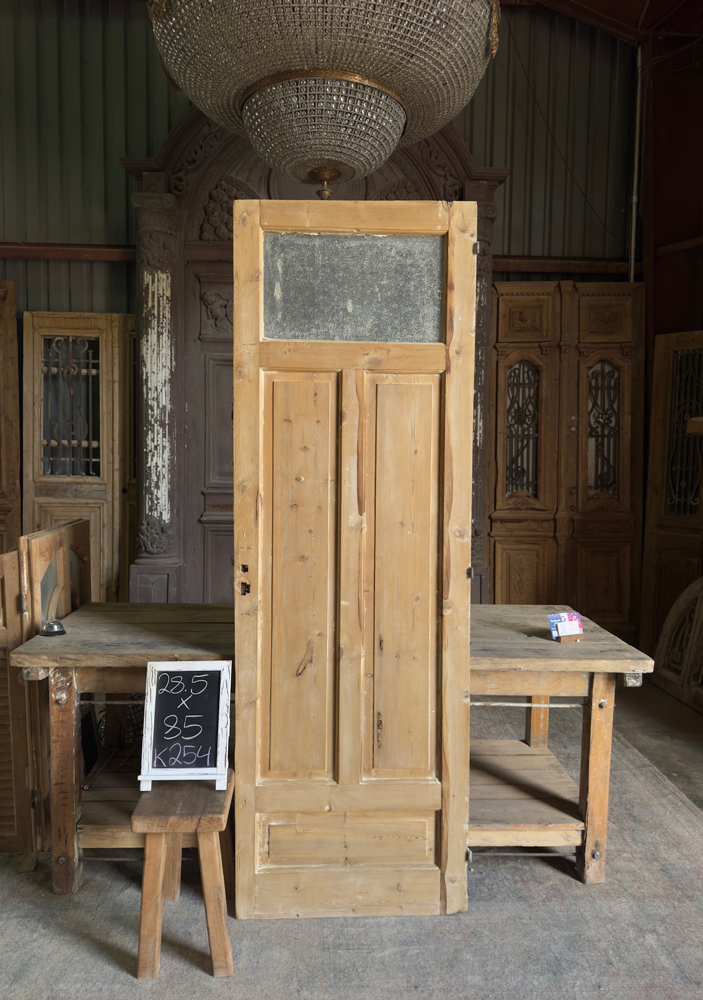 19th Century European Antique Glass Single Door - 28.5x85 K254