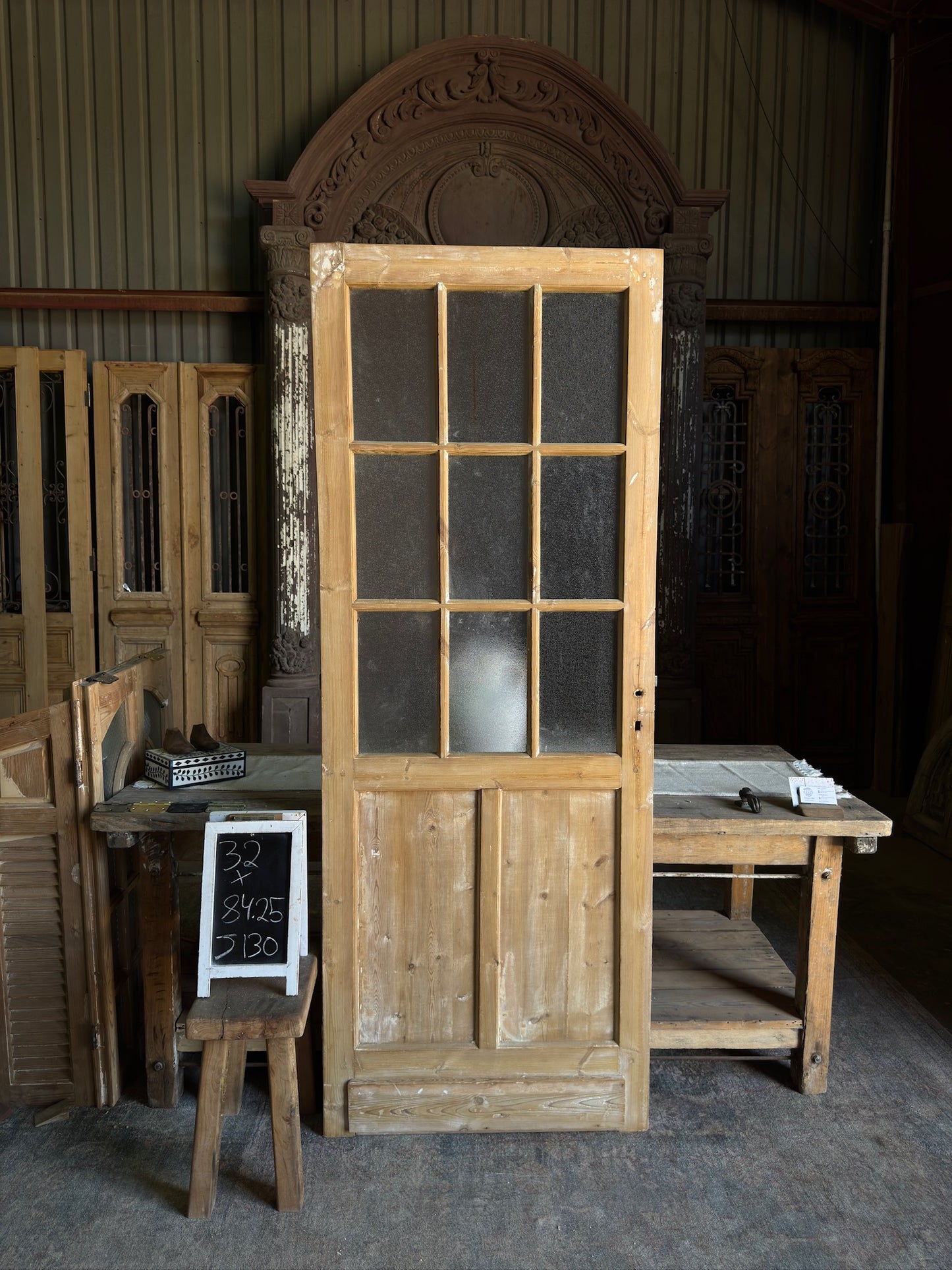 9 Light Single Antique Glass Door - 32x84.25 J130
