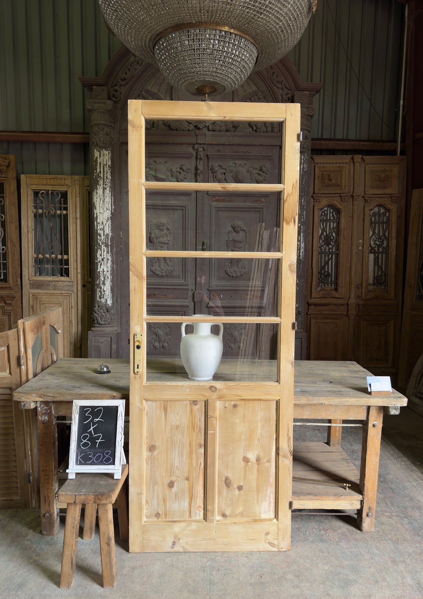 4 Lite Antique Glass Single Door - 32x87 K308