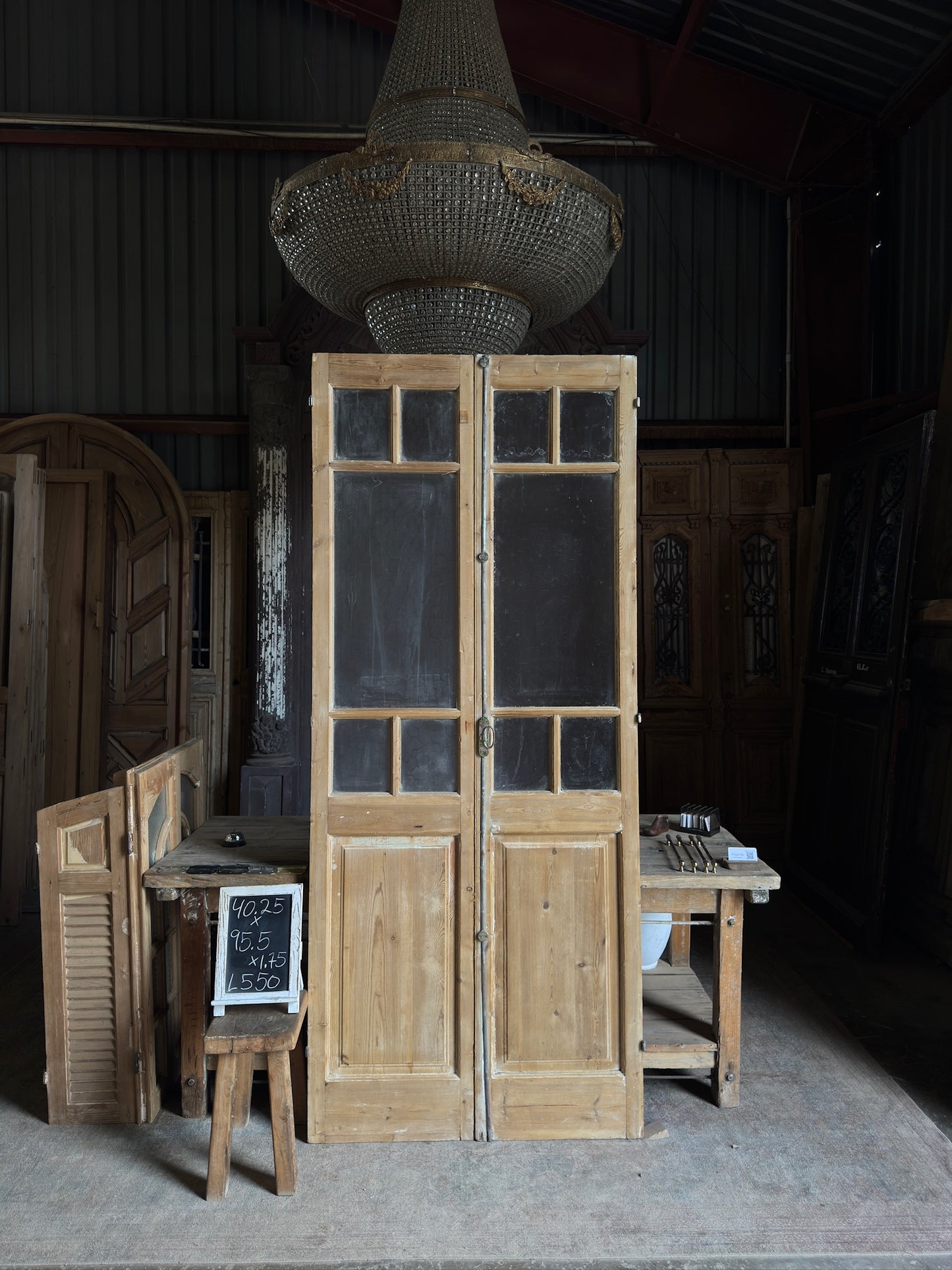 Antique Glass 5 Lite French Doors - 40.25x95.5 - L550