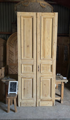 Raised Molding 3 Panel Antique Solid French Doors - 43.5x106.5 - L395