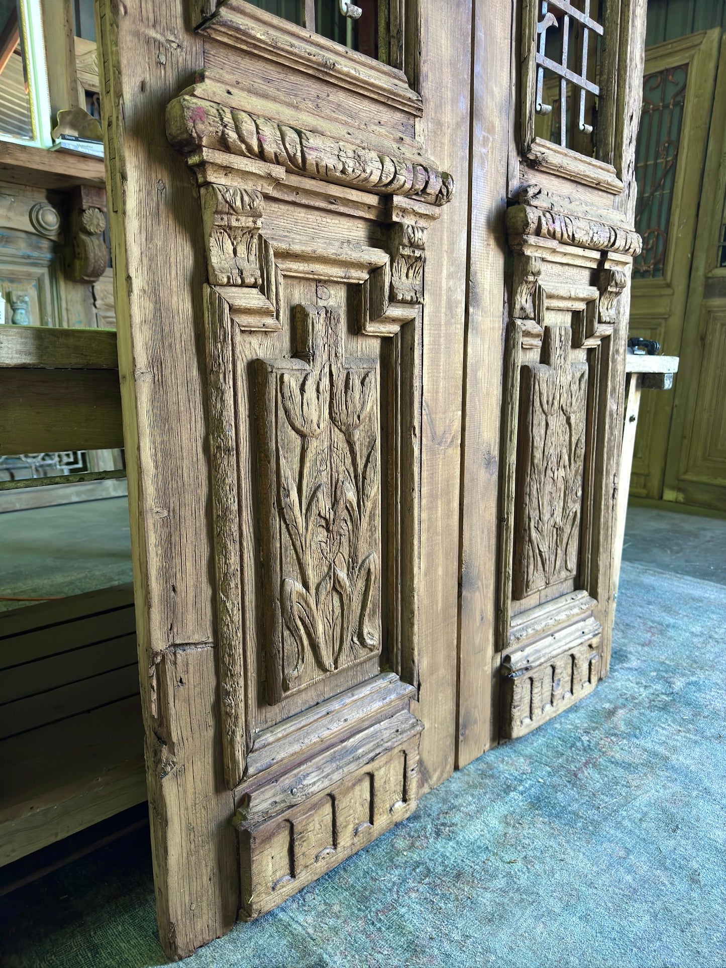 Hand Carved Antique Iron French Pair - 47x102.5 H300