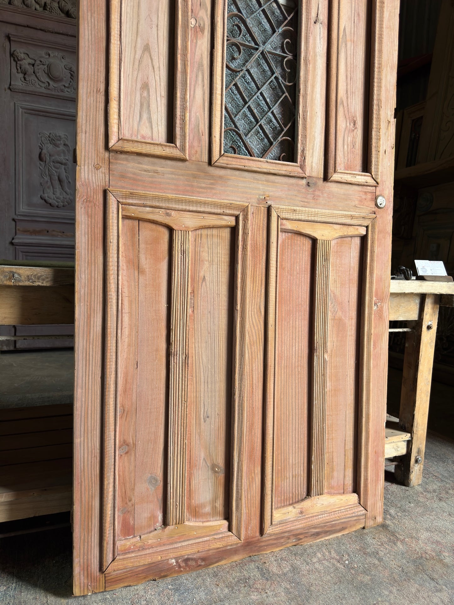 Unique Antique Iron and Glass Single Door - 36.5x83.5 J87