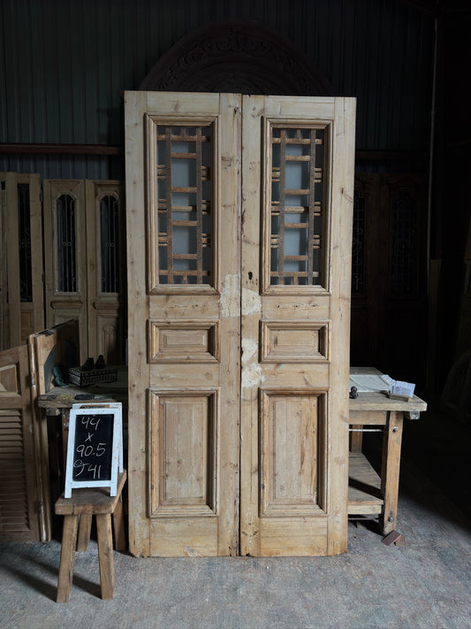 3 Panel Antique Iron French Doors - 44x90.5 J41