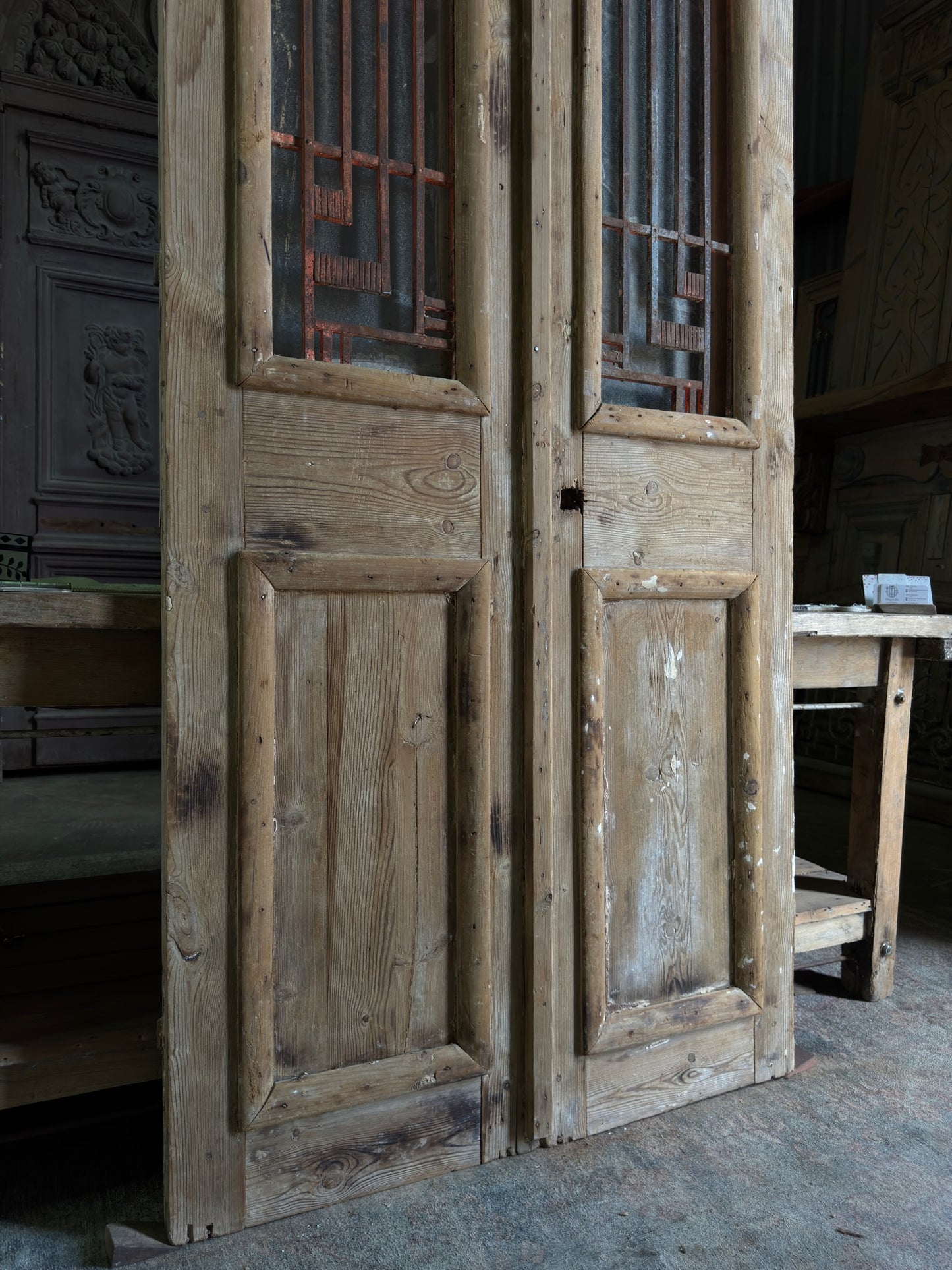 Antique Iron French Double Doors - 39.75x93.75 J44