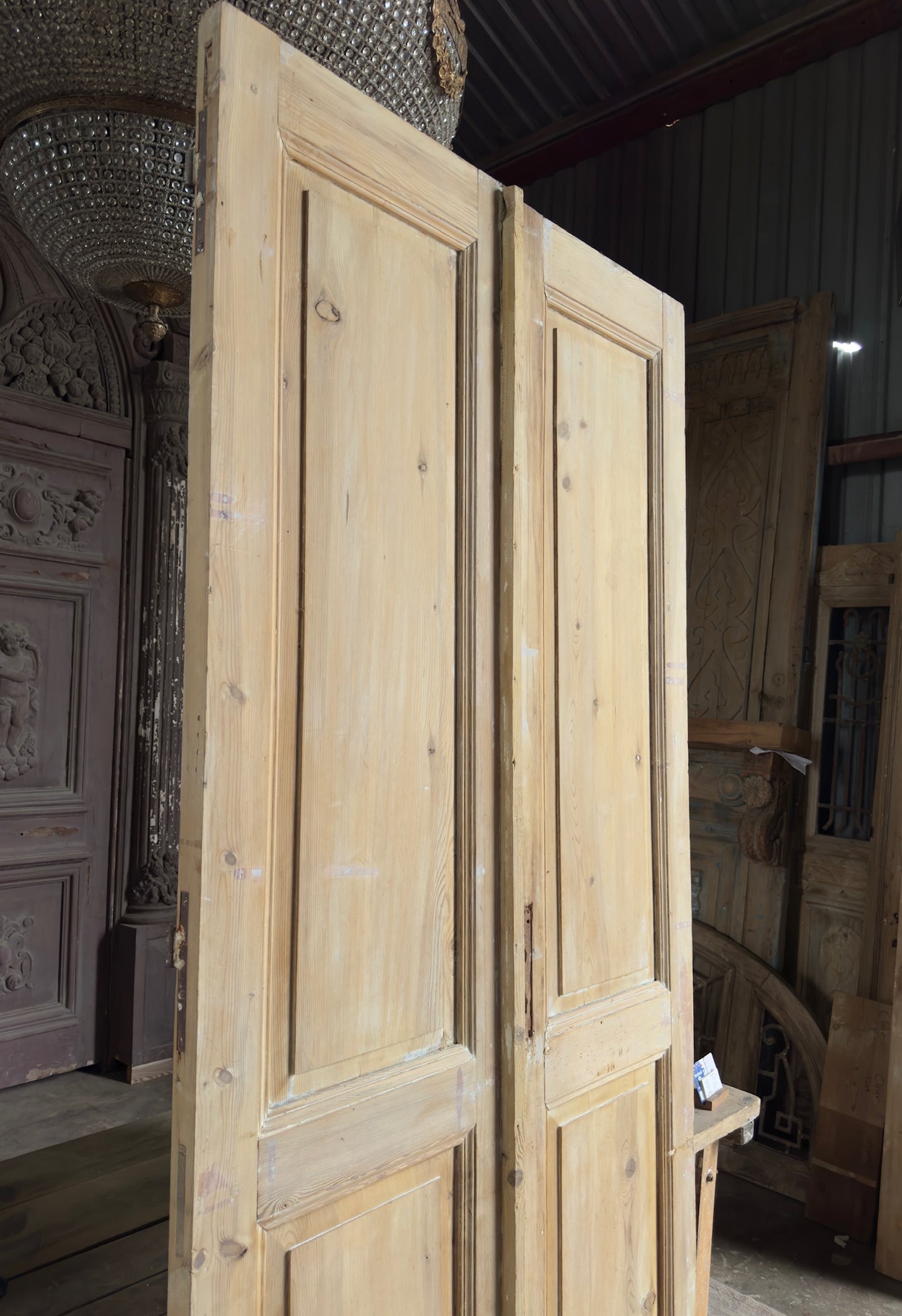 2 Panel Antique Solid French Doors - 46x100.5 K314