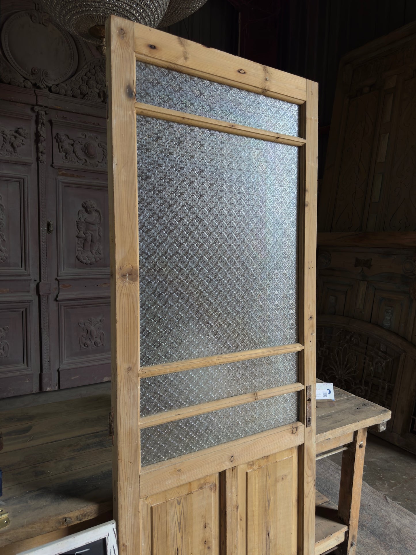 19th Century Antique Glass Single Door - 31.5x85