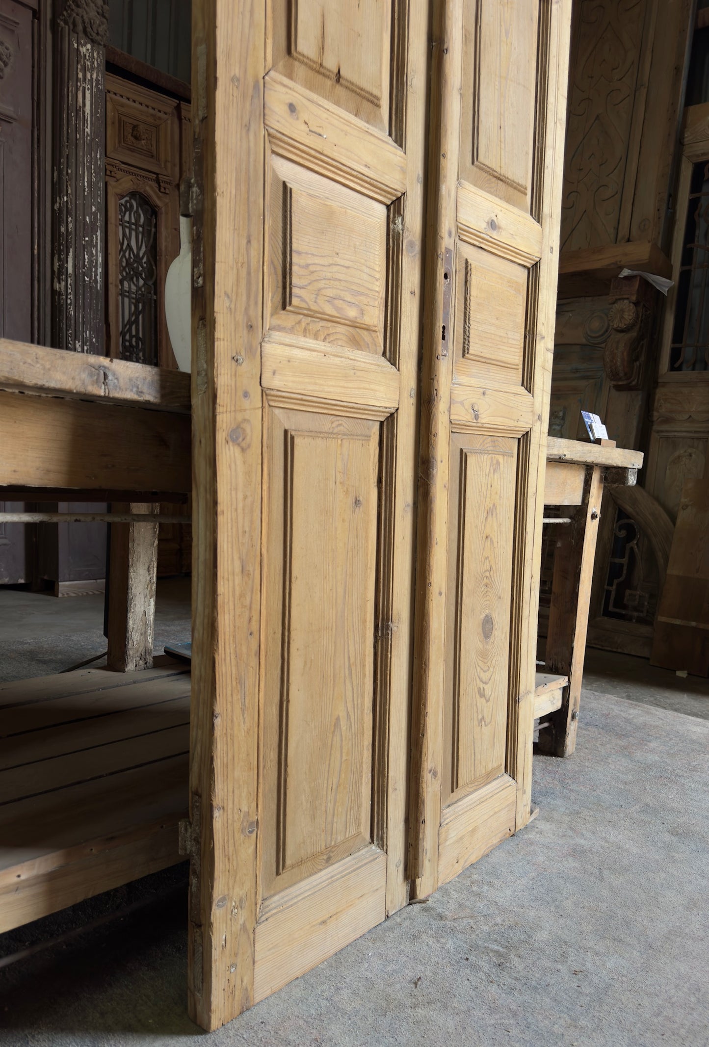 3 Panel Antique Solid French Doors - 31.5x92 K329