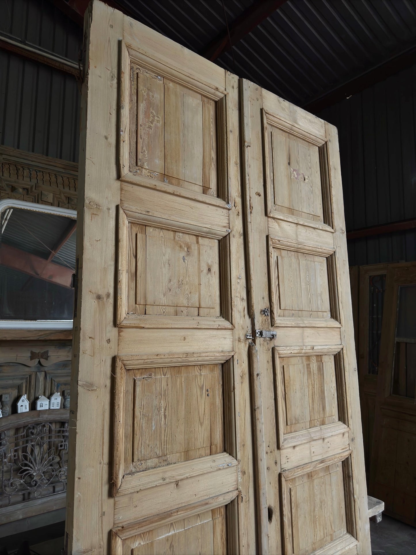 Grand 5 Panel Antique Solid Doors - 58.25x113 H80