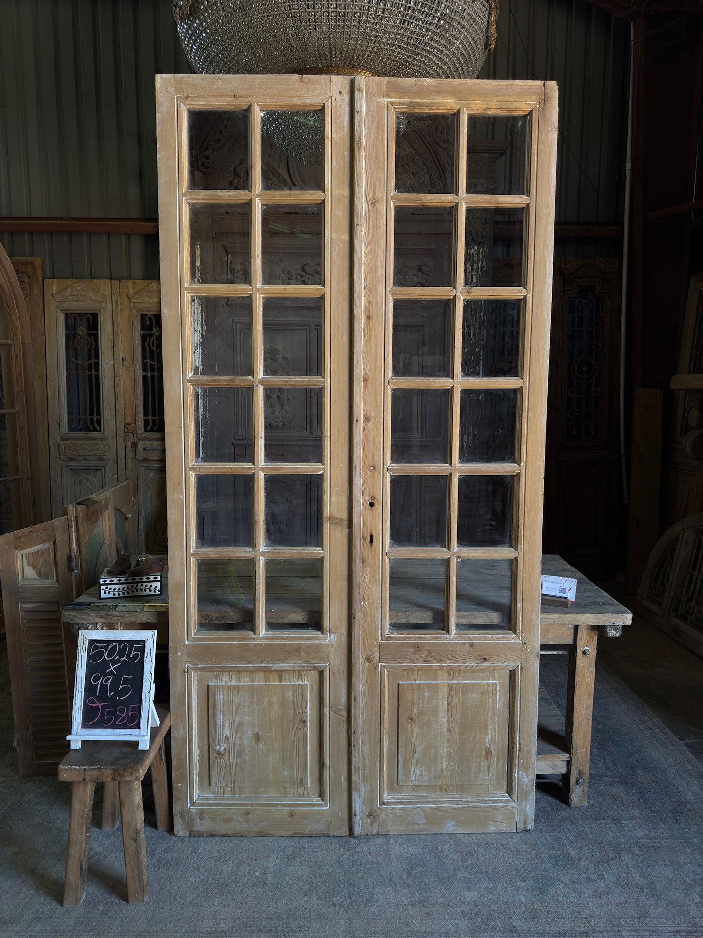 12 Lite Glass Antique French Doors - 50.25x99.5 J585