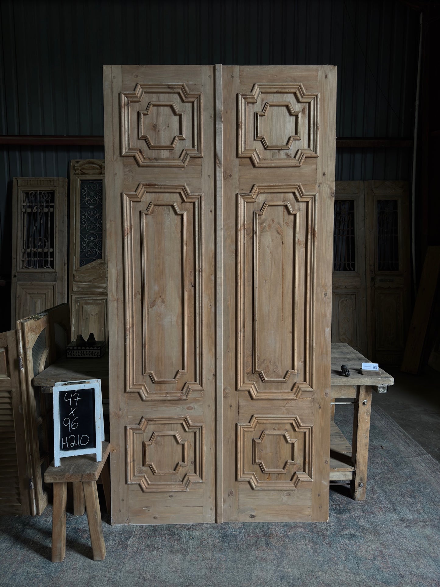 (Xavier) Handcrafted Solid Wood French Doors - 47x96 H210