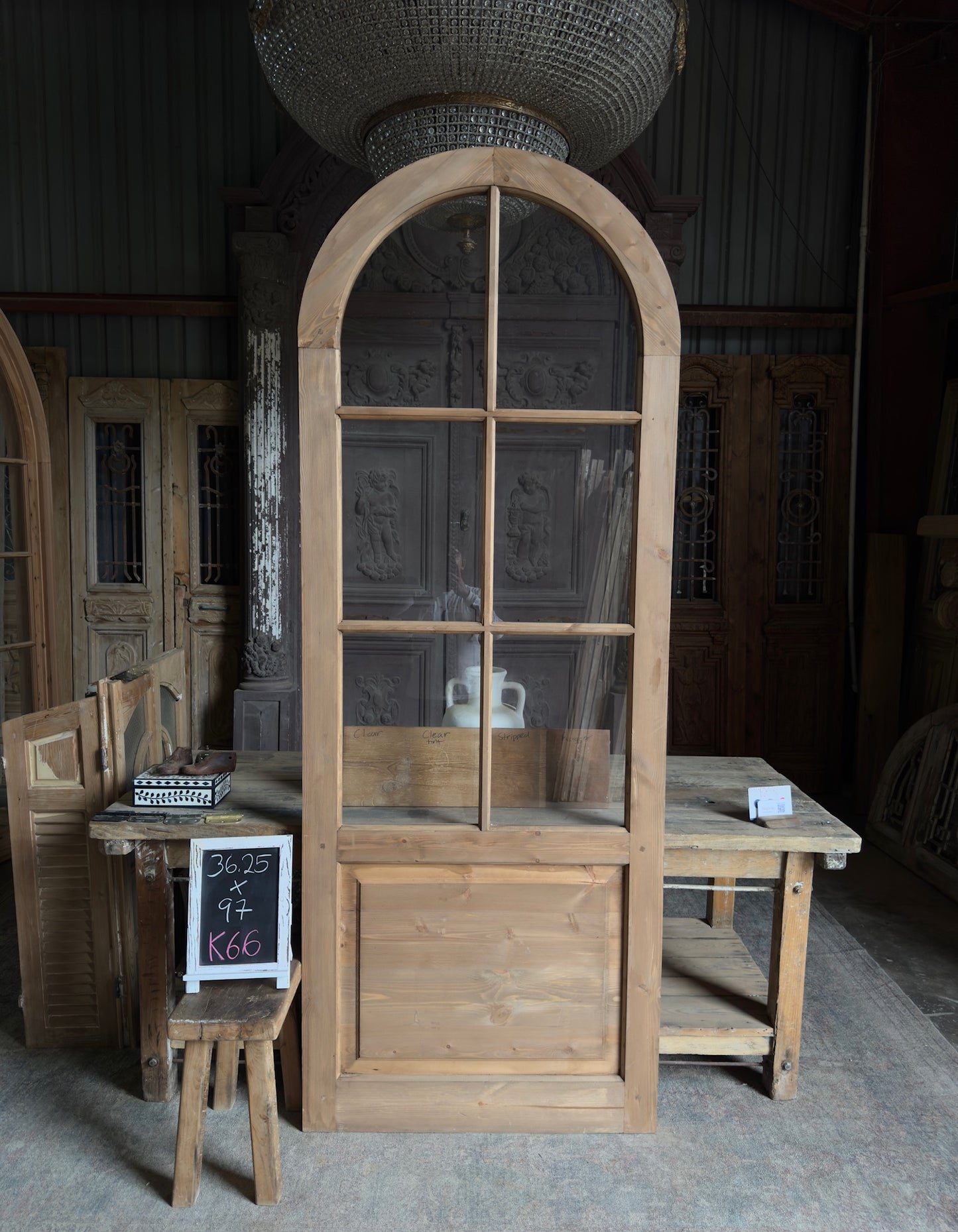 Handcrafted 6 Lite Arched Glass Door - 36x97 K66