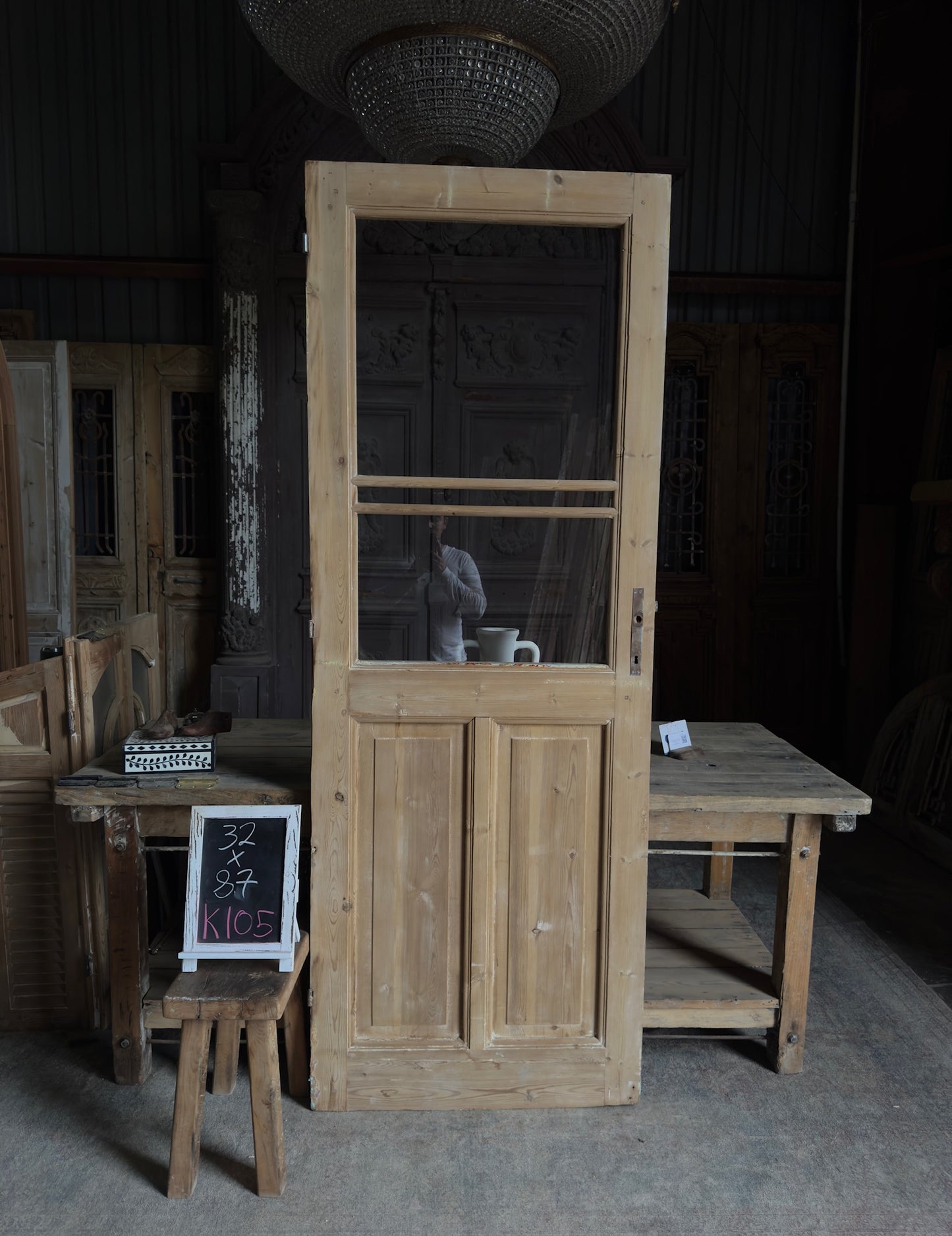 Antique Glass Single Door - 32x87 K105