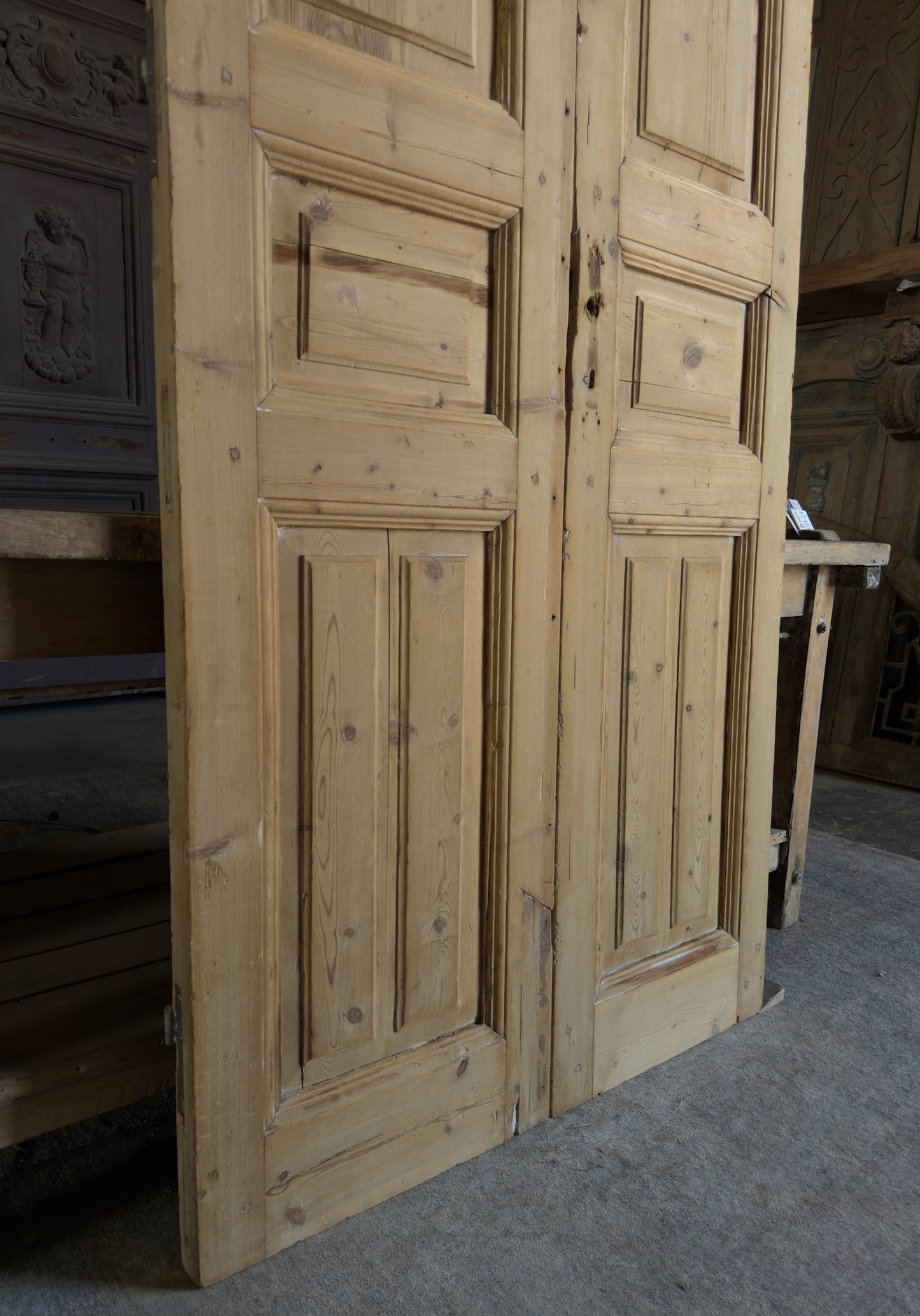 3 Panel Antique Solid French Doors - 38.75x93.5 K395