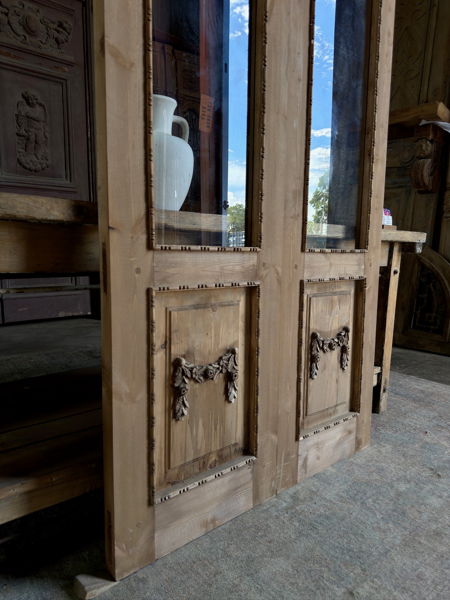 (Valencia) Handcrafted Arched Open Glass French Doors - 39.5x96 K190