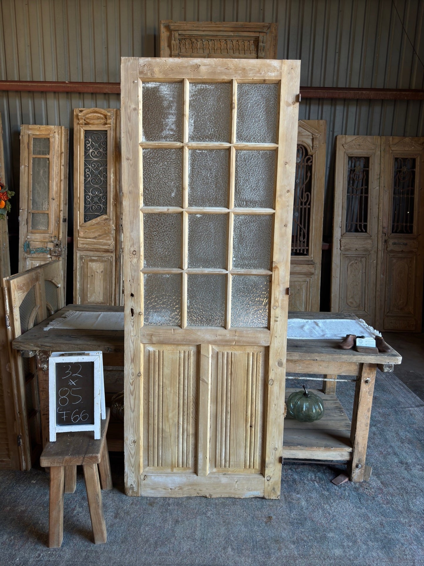 12 Lite Antique Single Glass Door - 32x85 F66 - Magnolia Antique Door Co.