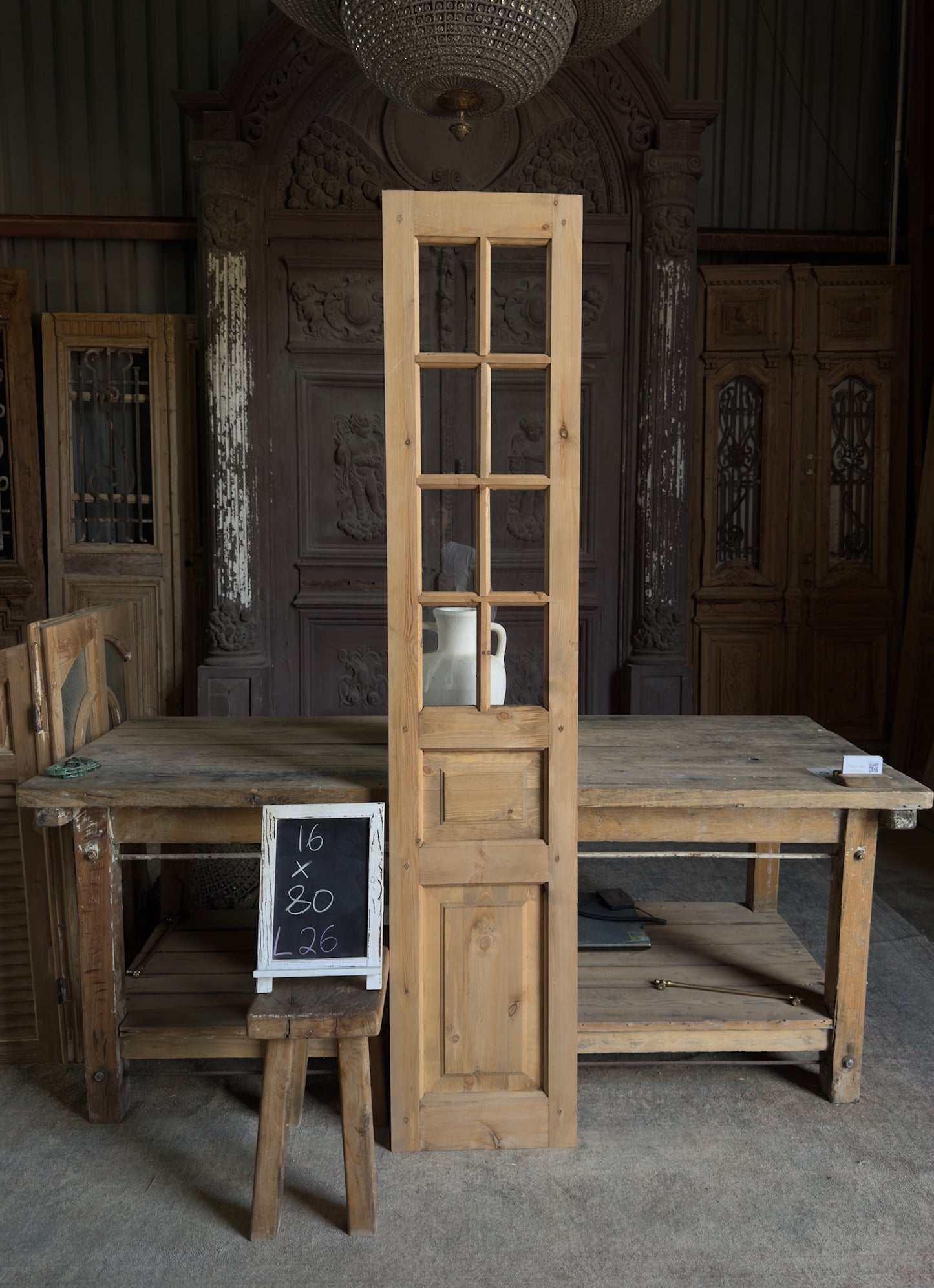 Handcrafted 8 Lite Single Glass Door - 16x80 L26