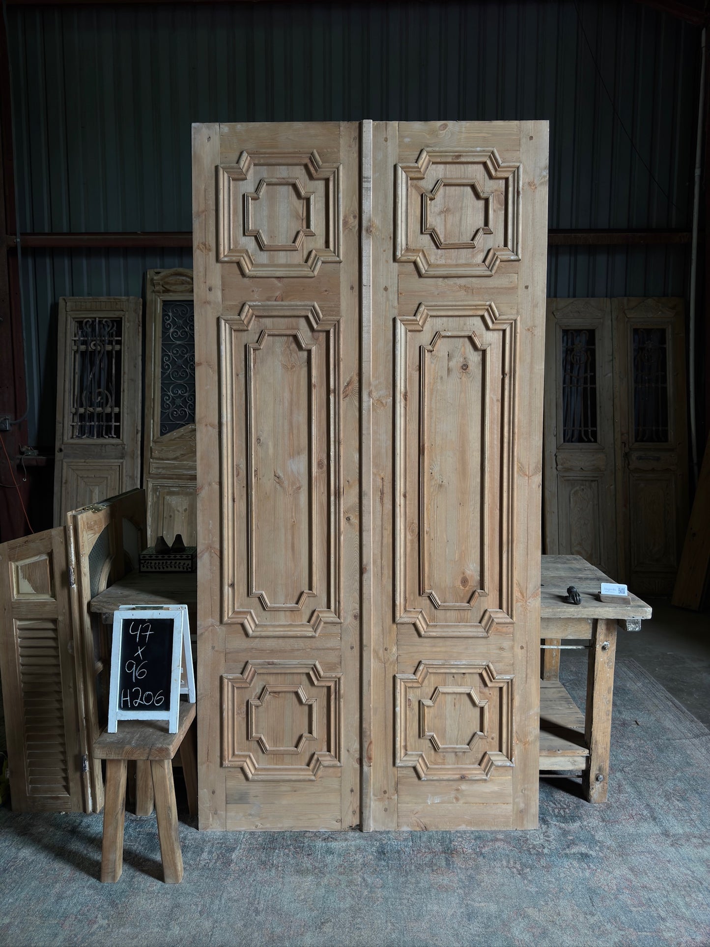 (Xavier) Handcrafted Solid Wood French Doors - 47x96 H206