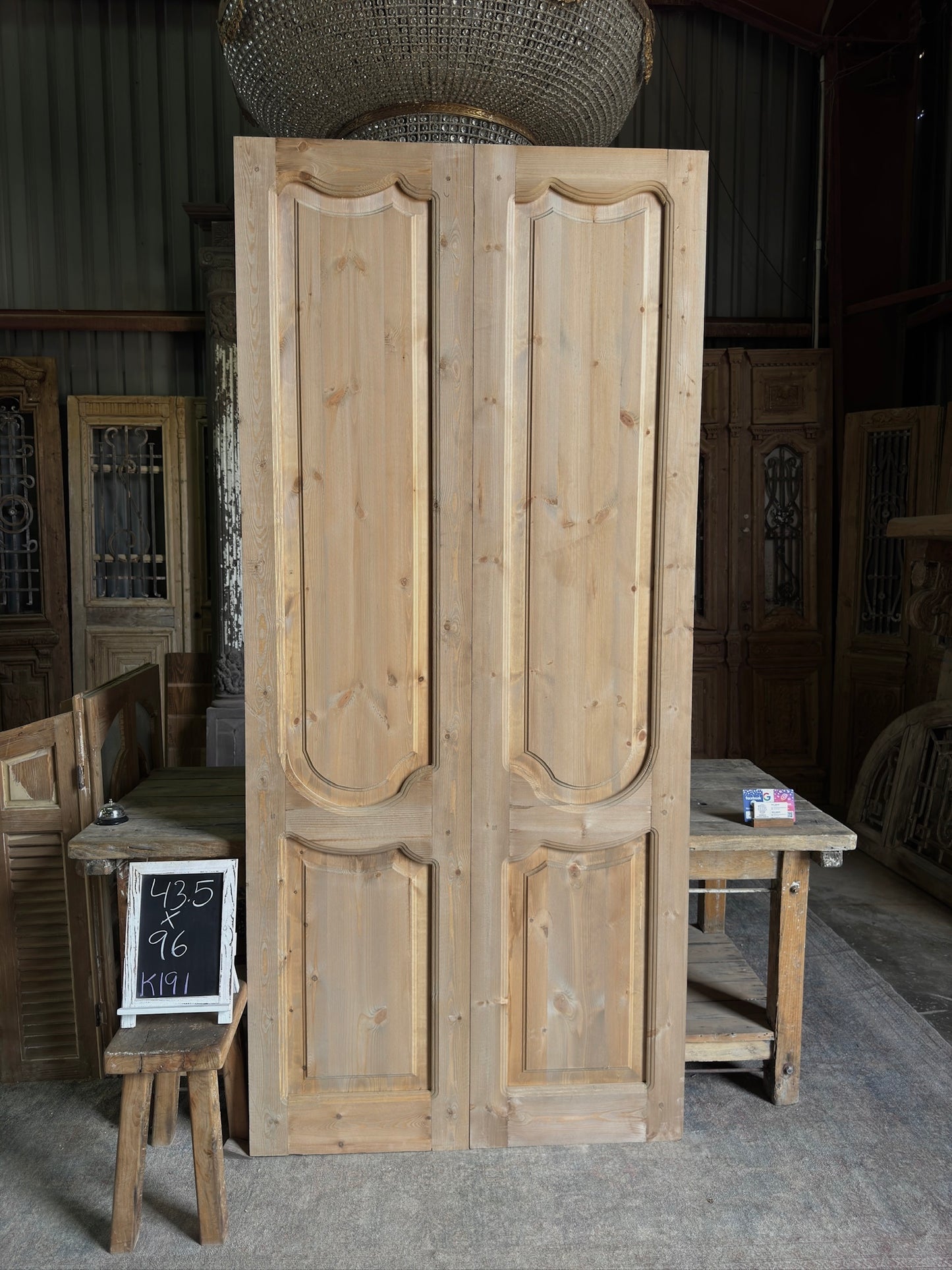 (Pierre) Handcrafted Solid Wood French Doors - 43.5x96 K191