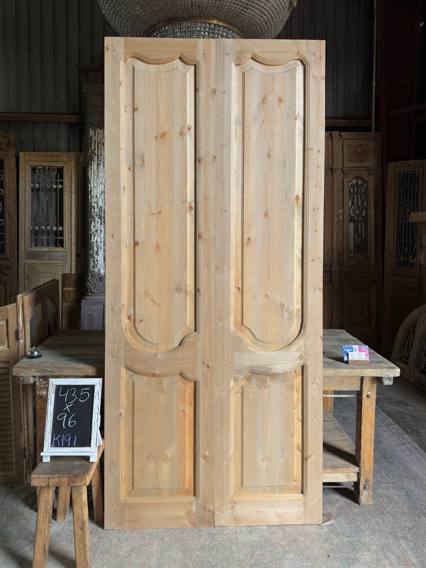 (Pierre) Handcrafted Solid Wood French Doors - 43.5x96 K191