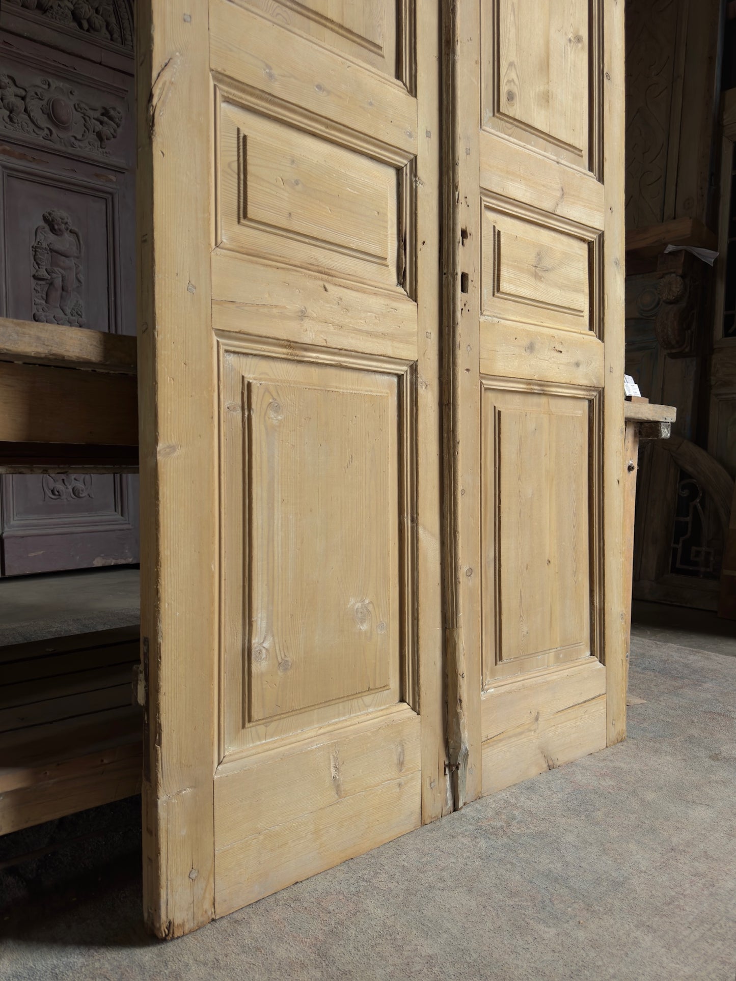 3 Panel Antique Solid French Doors - 43.75x94 K324