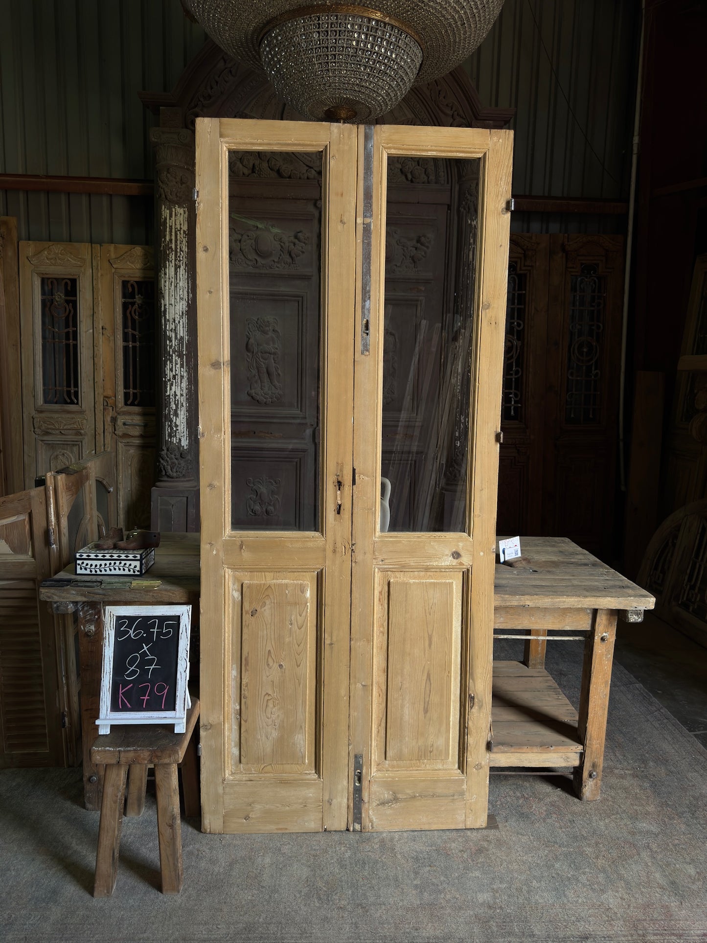 Glass Antique French Doors - 36.75x87 K79