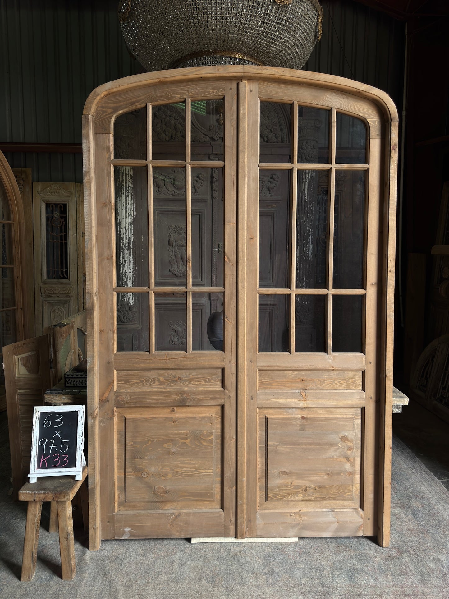 Handcrafted Eyebrow Arch Glass French Door Unit - 60x96 K33