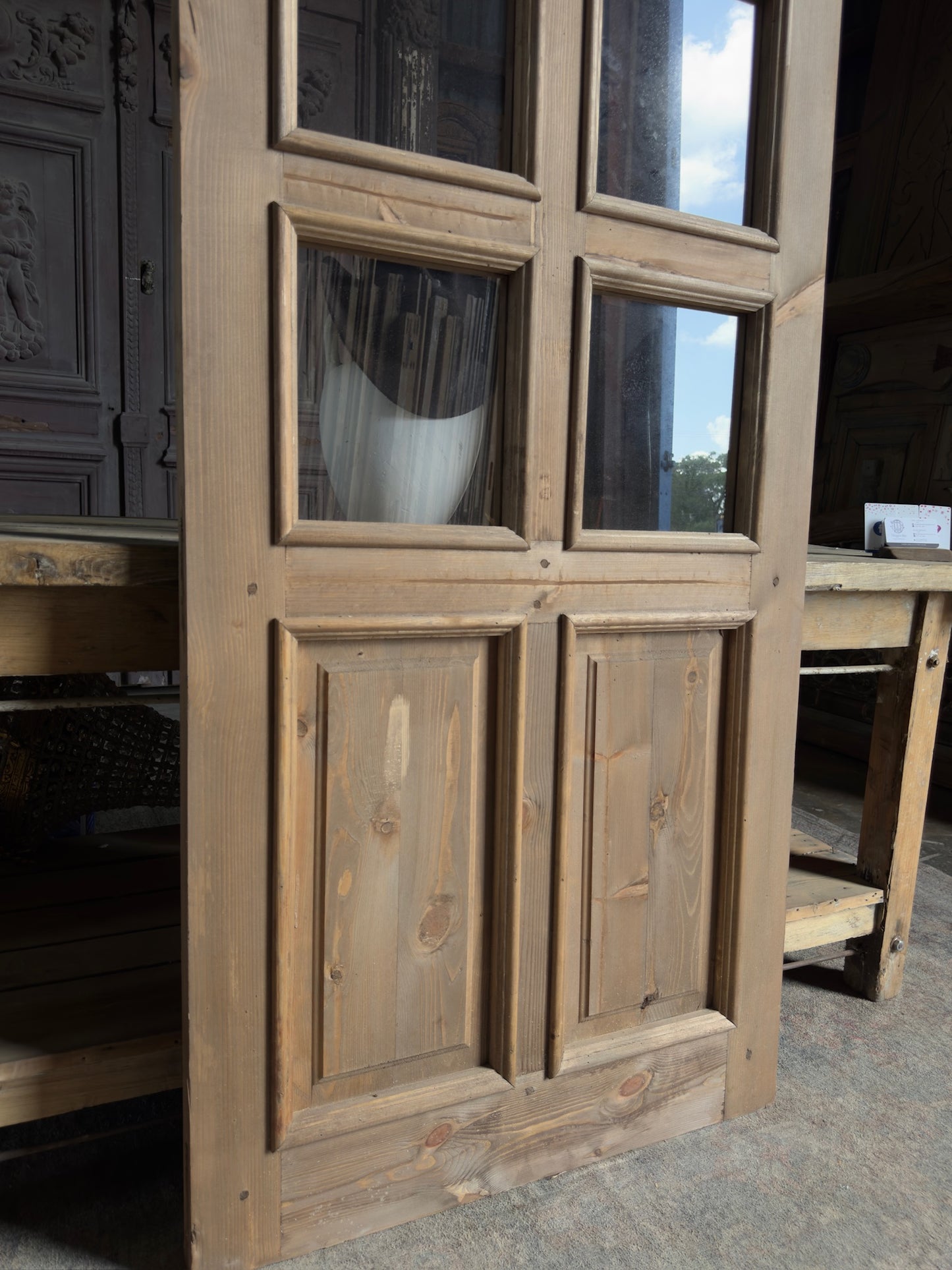 Handcrafted 8 Light Arched Single Glass Door - 32x96 K13