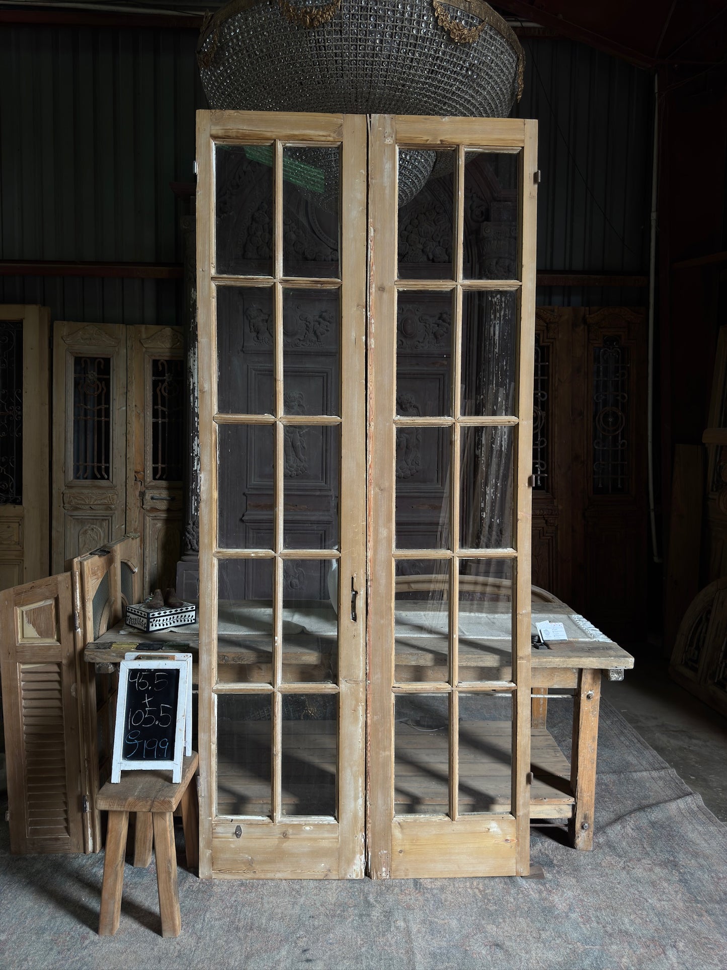 Elegant Antique Glass French Doors - 45.5x105.5 J199
