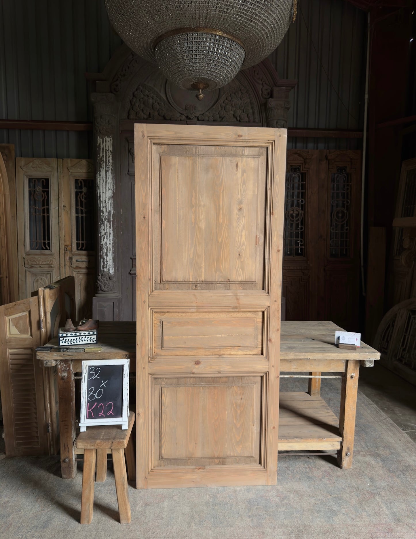 Handcrafted 3 Panel Solid Single Door - 32x80 K22