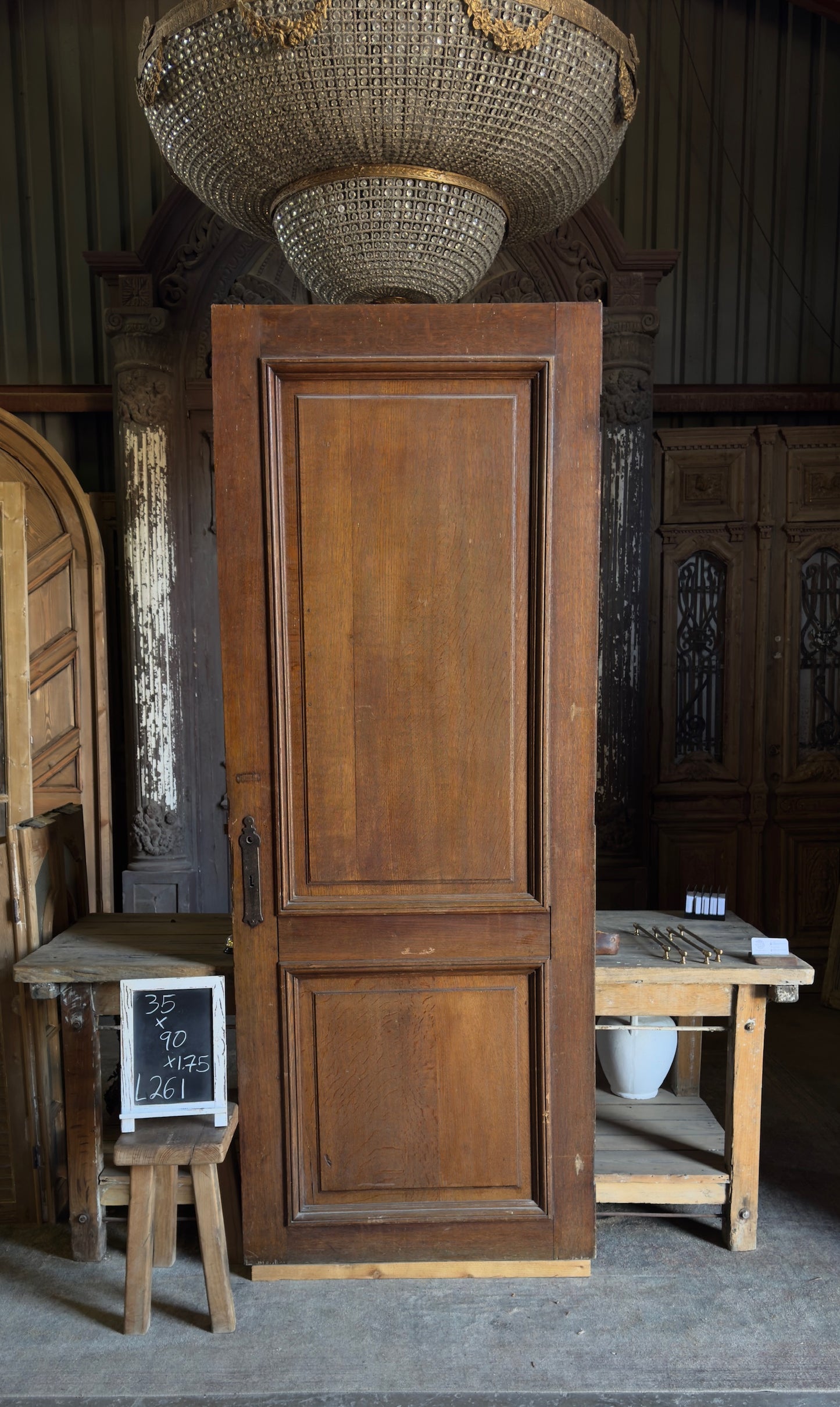 French Provincial Oak 2 Panel Antique Single Door - 35x90 - L261