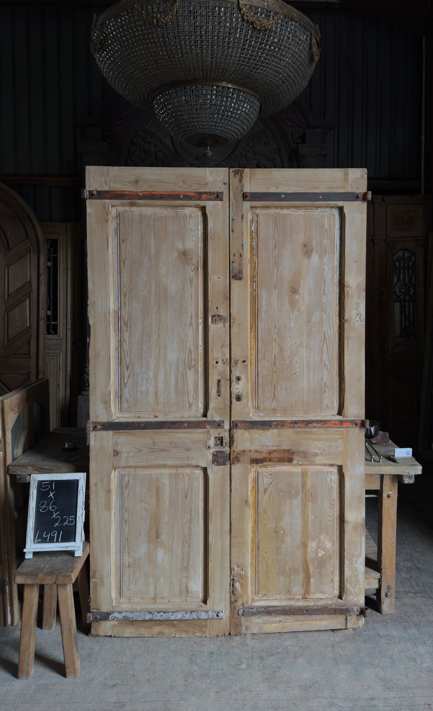 Carved Solid French Entry Doors - 51x86 - L491