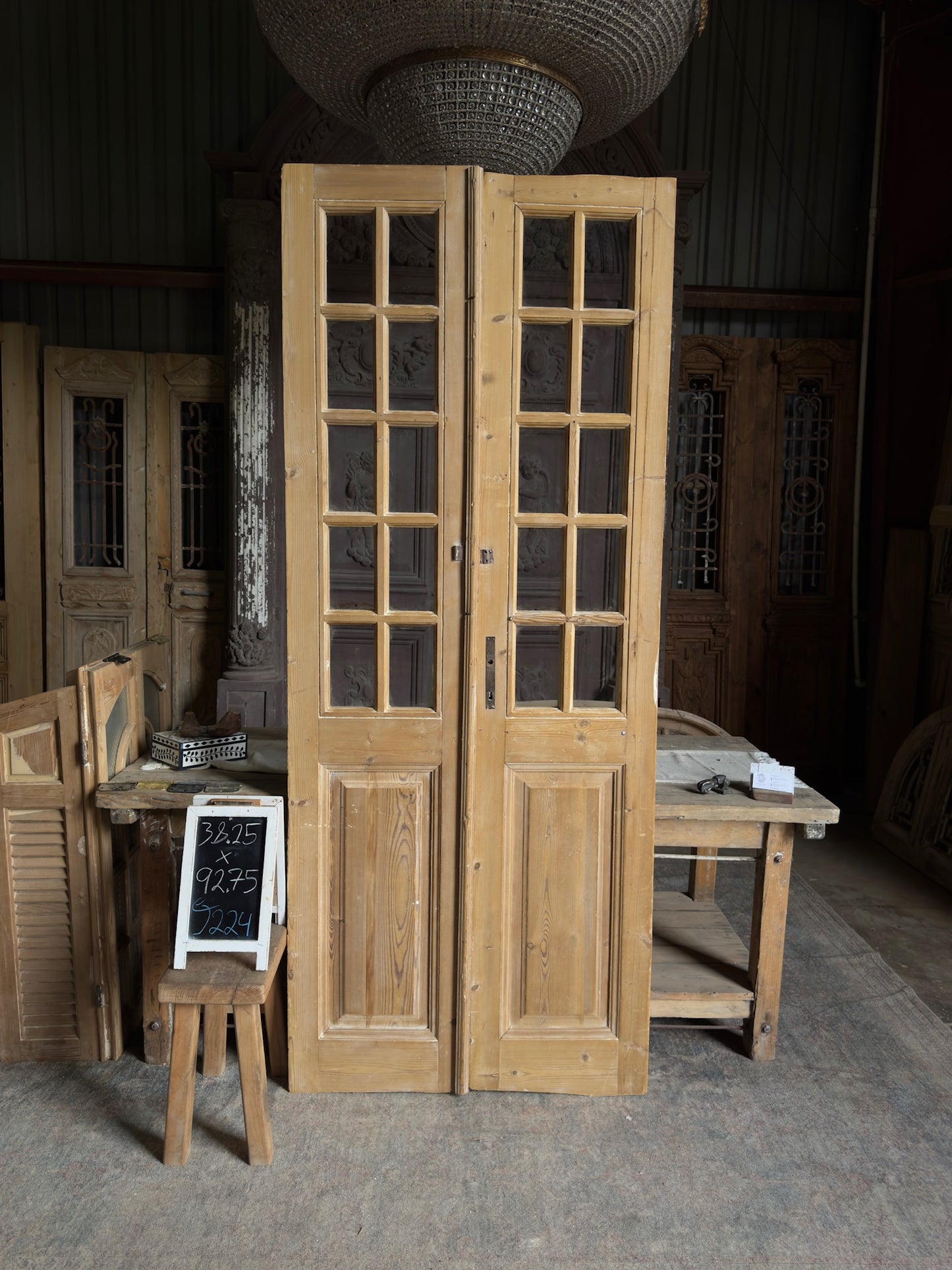 20 Lite Antique Glass French Doors - 38.25x92.75 J224