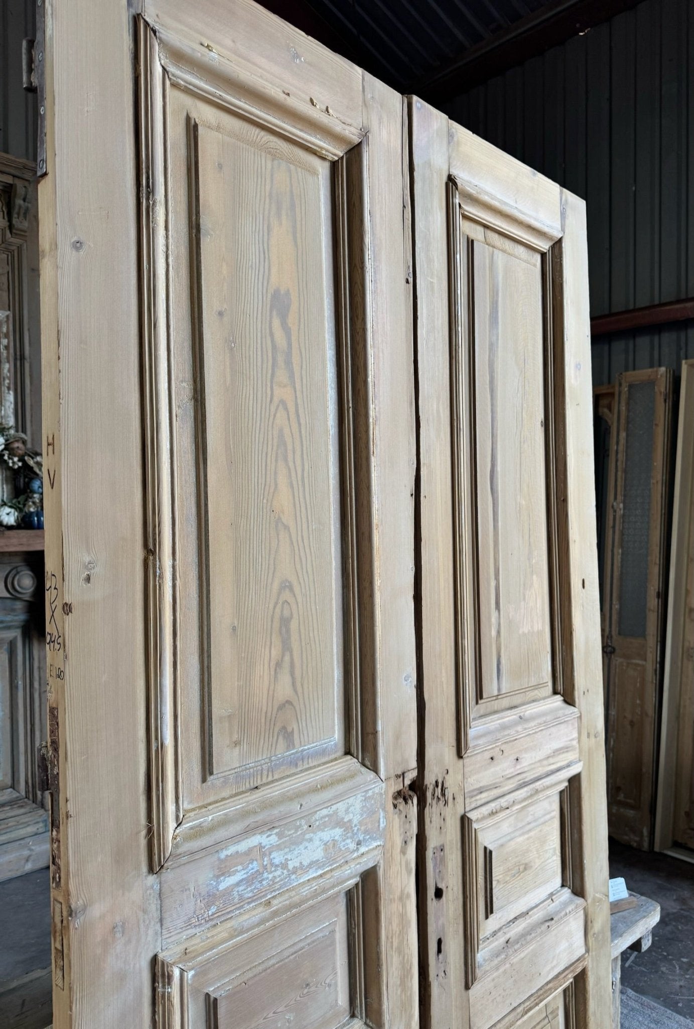 19th Century Raised Molding French Doors - 43x95 E120 - Magnolia Antique Door Co.