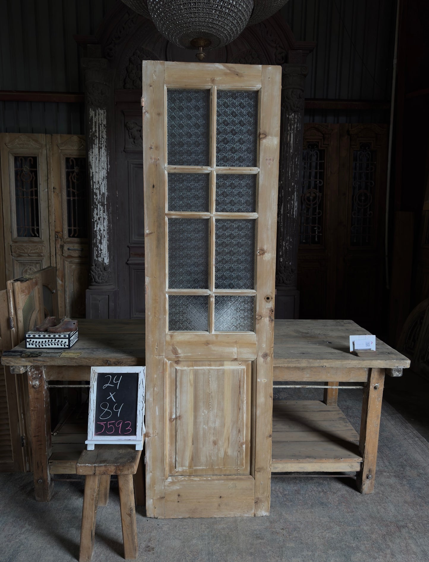 Single Antique Glass Door - 24x84 J593