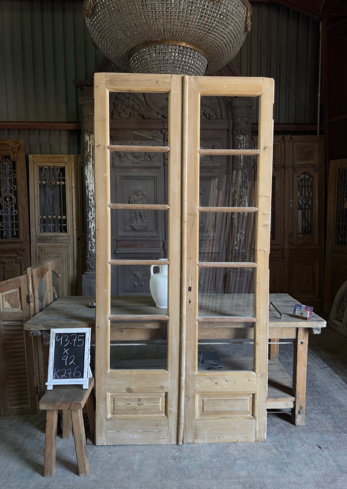 10 Lite European Antique Glass French Doors - 43.75x92 K276