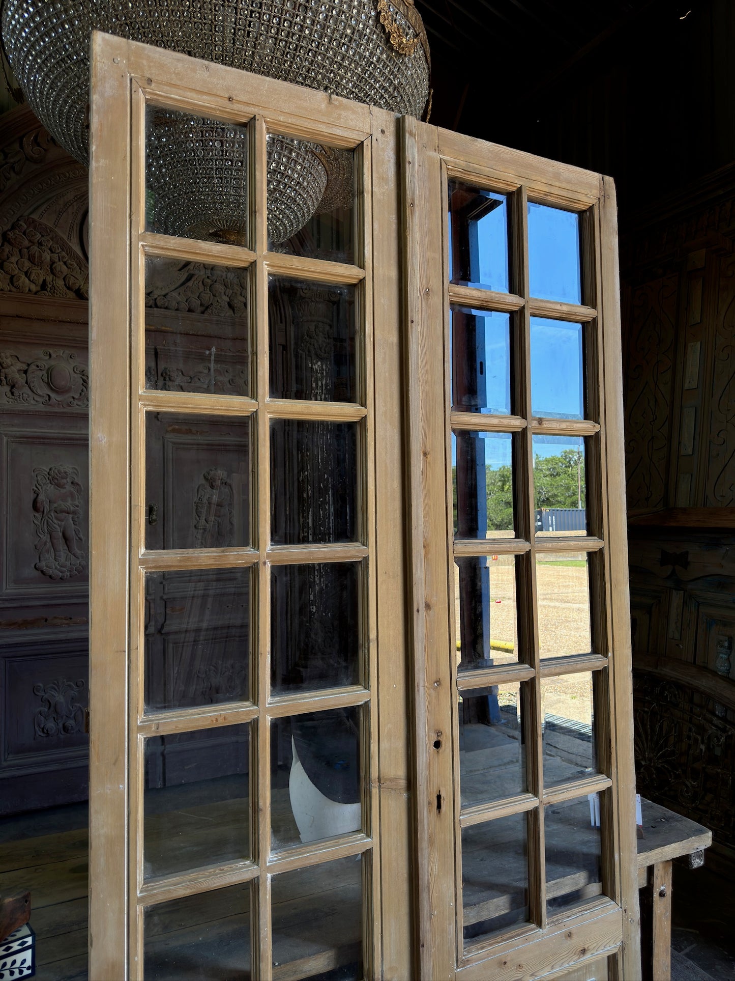 12 Lite Glass Antique French Doors - 50.25x99.5 J585