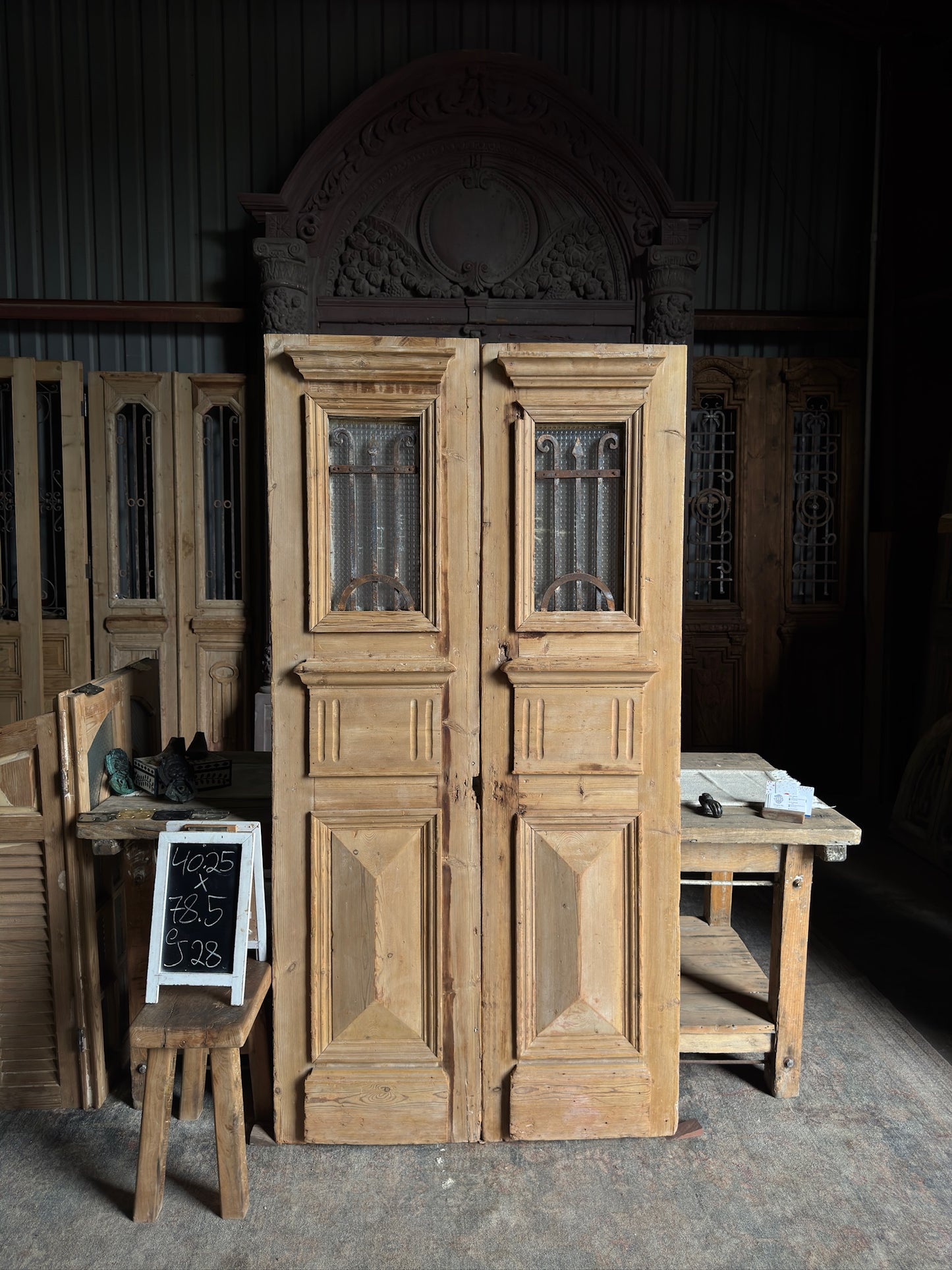 Small Antique Iron French Doors - 40.25x78.5 J28