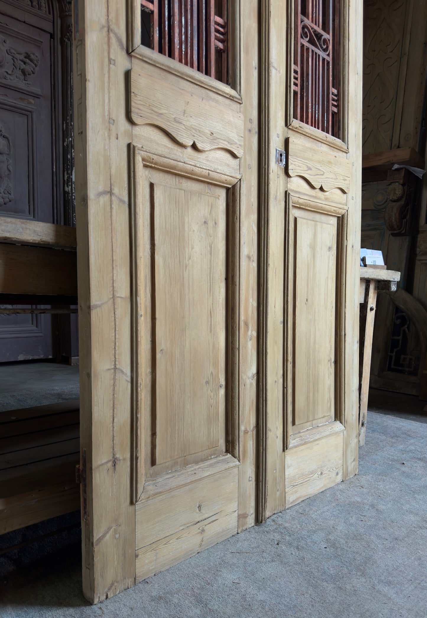 Mediterranean Antique Iron French Doors - 43.5x96 K274
