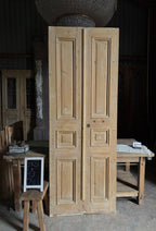 Raised Molding 3 Panel Antique Solid French Doors - 34.5x93 J418